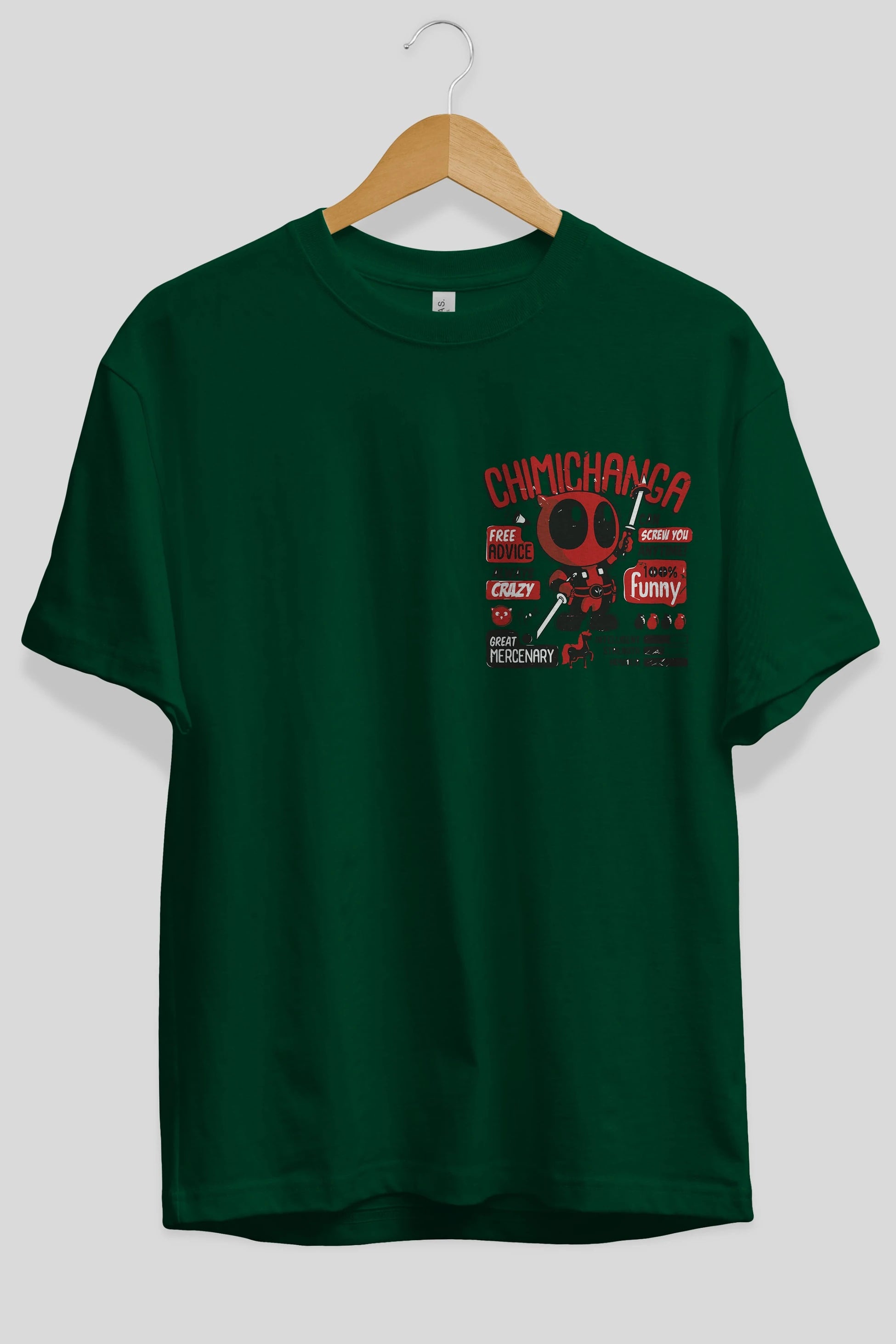 Deadpool (9) Ön Sol Baskılı Oversize t-shirt Erkek Kadın Unisex %100 Pamuk Bisiklet Yaka tişort