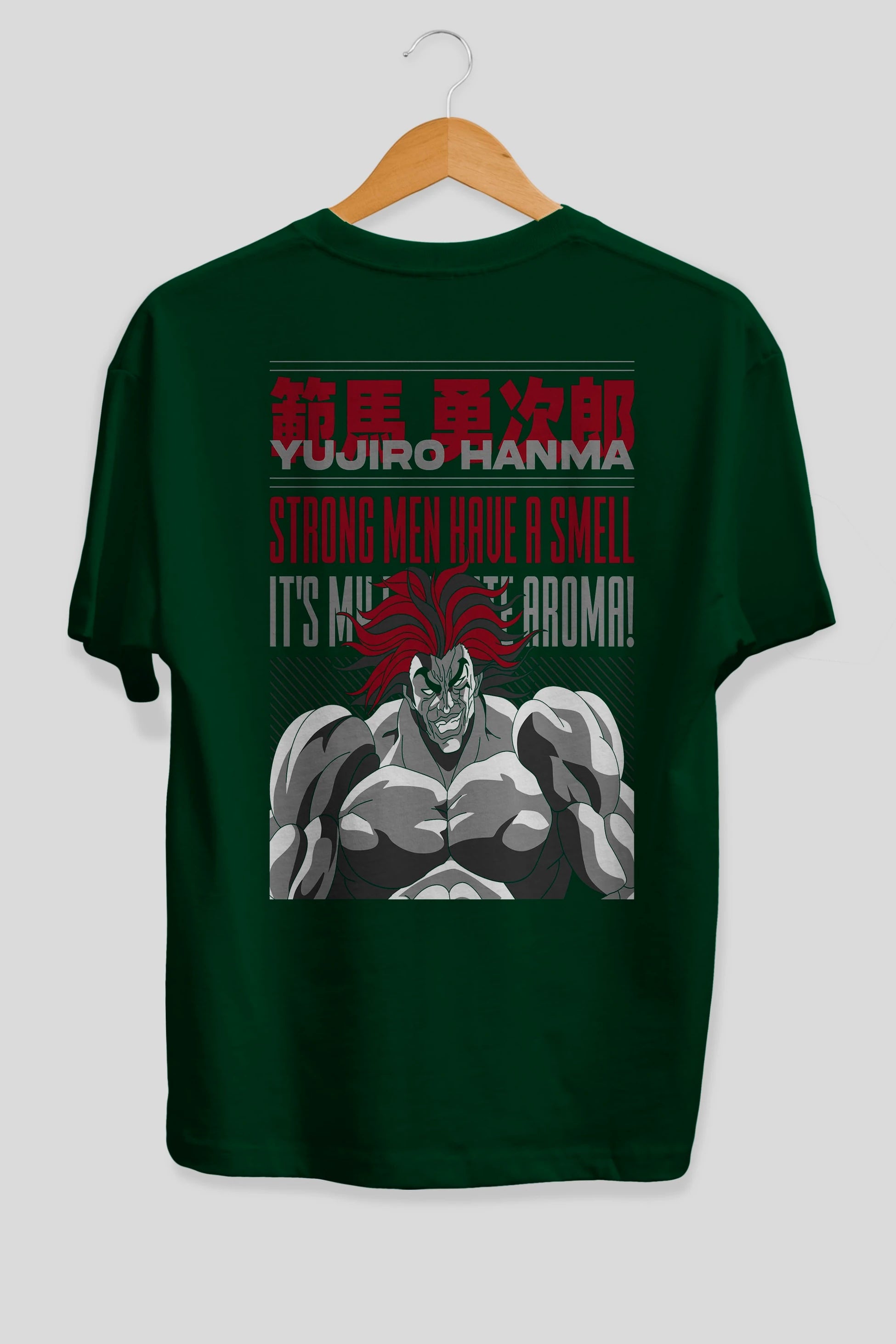 YUJIRO HANMA Anime Arka Baskılı Oversize t-shirt Erkek Kadın Unisex