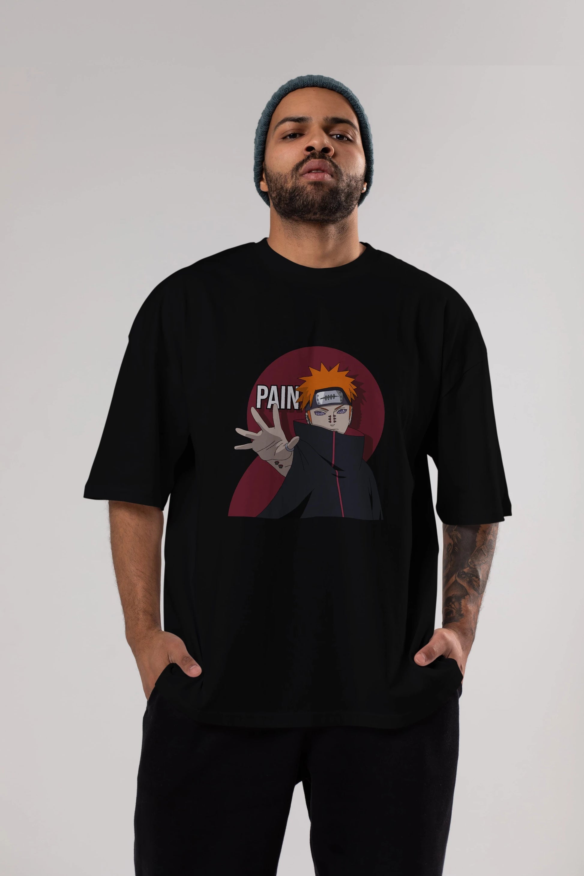 PAIN NARUTO Anime Ön Baskılı Oversize t-shirt %100 pamuk Erkek Kadın Unisex