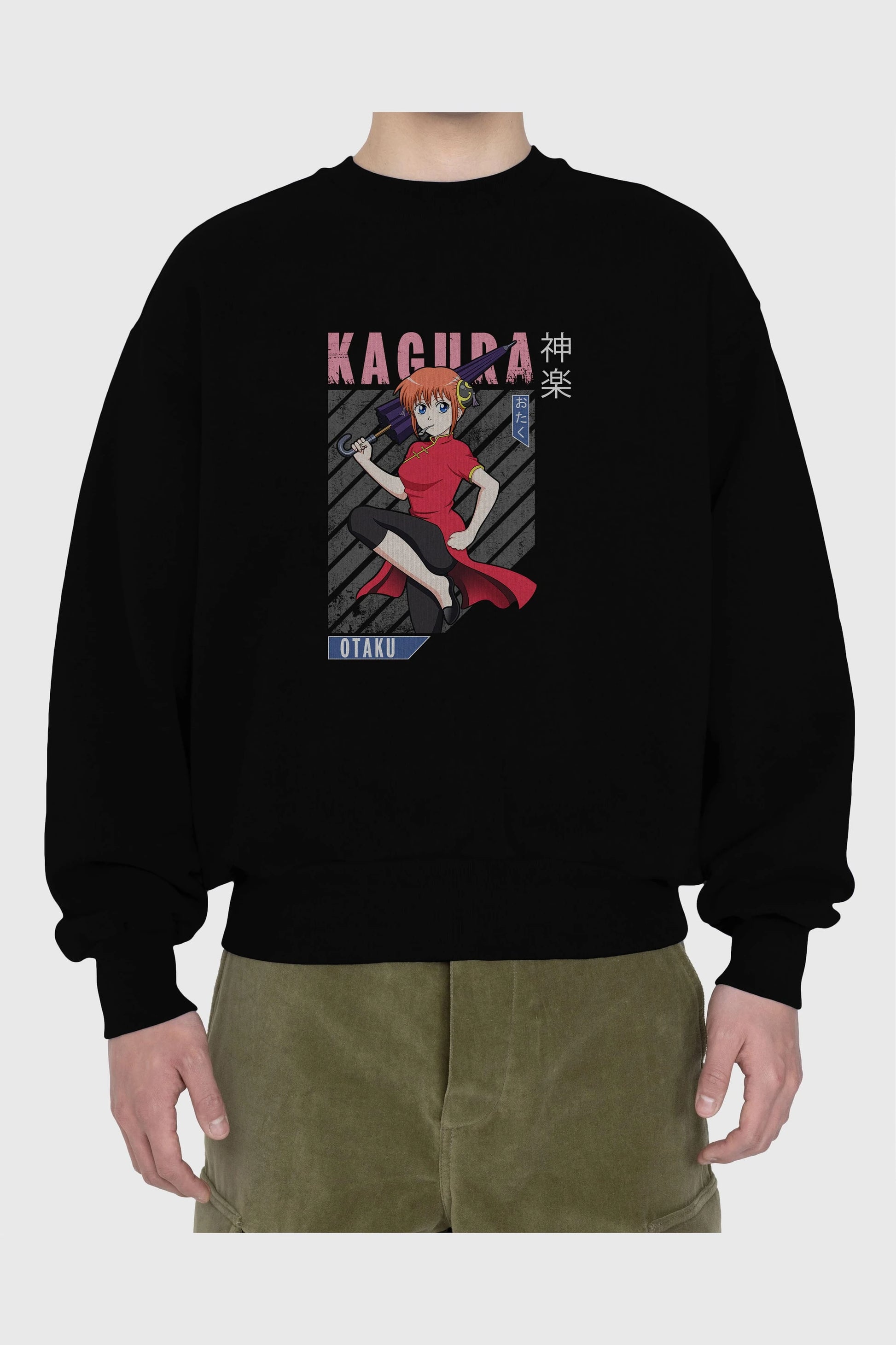 Kagura GINTAMA 1 Anime Ön Baskılı Oversize Sweatshirt Erkek Kadın Unisex