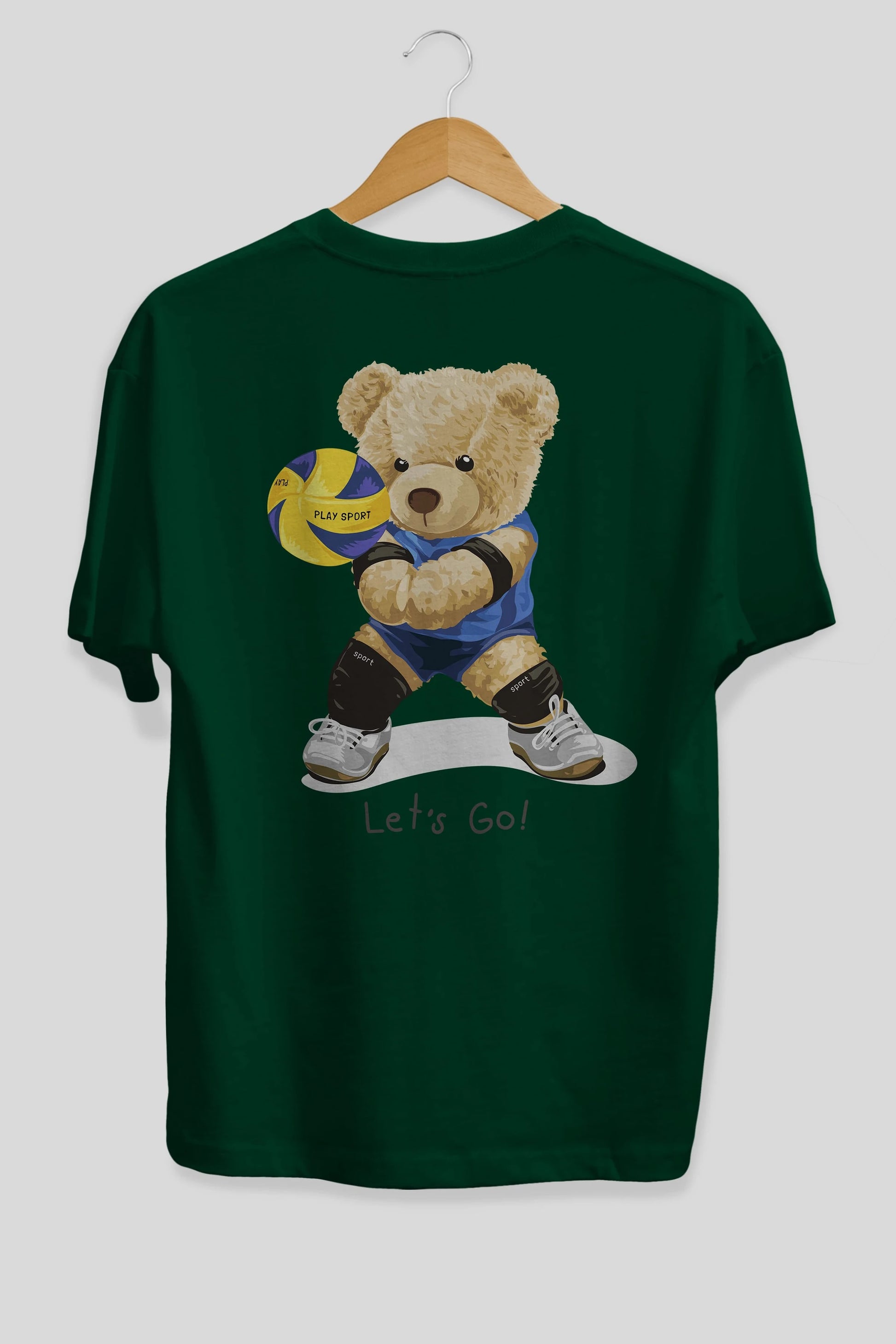 Teddy Bear Lets Go Arka Baskılı Oversize t-shirt Erkek Kadın Unisex %100 Pamuk