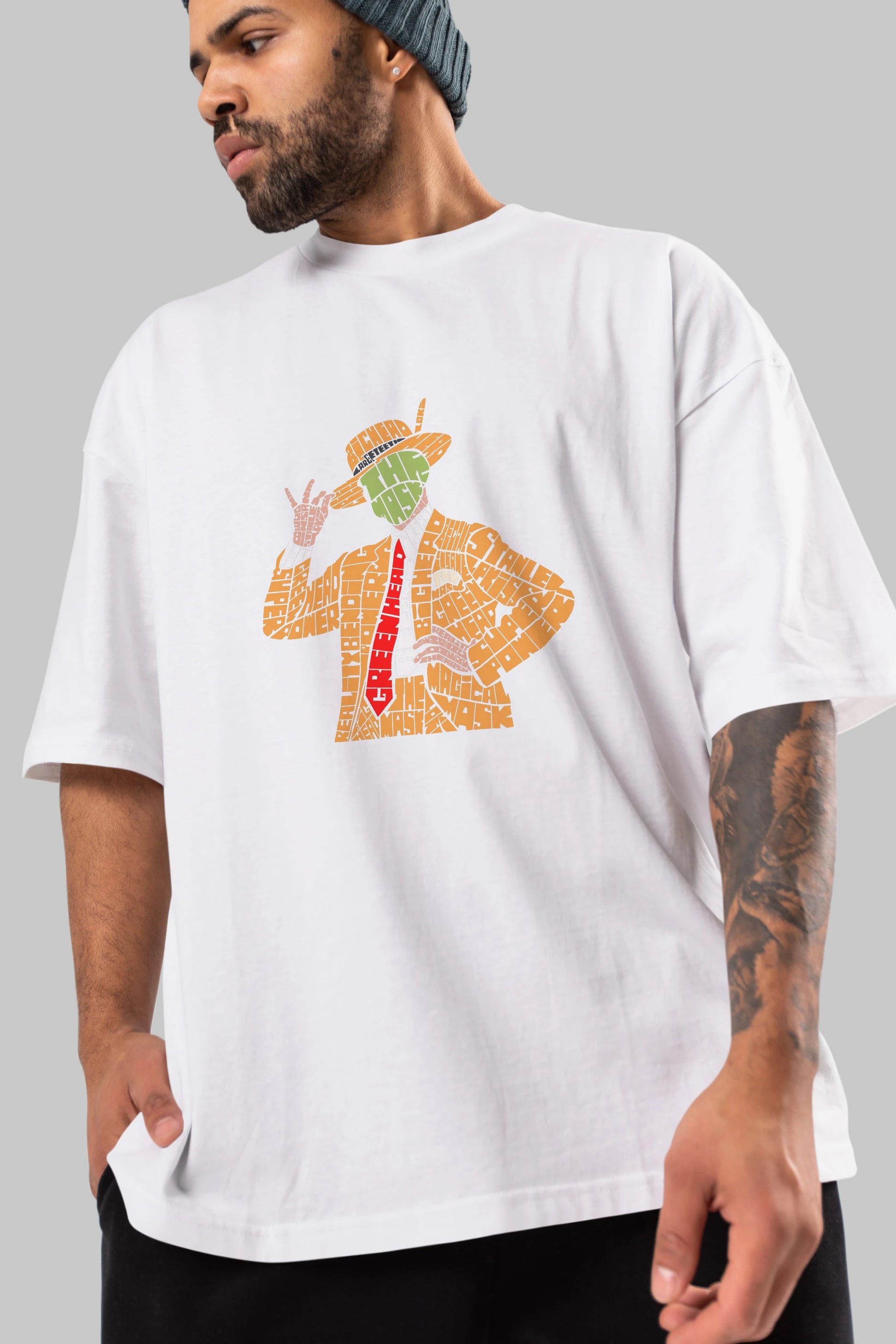 The Mask Ön Baskılı Oversize t-shirt %100 pamuk Erkek Kadın Unisex