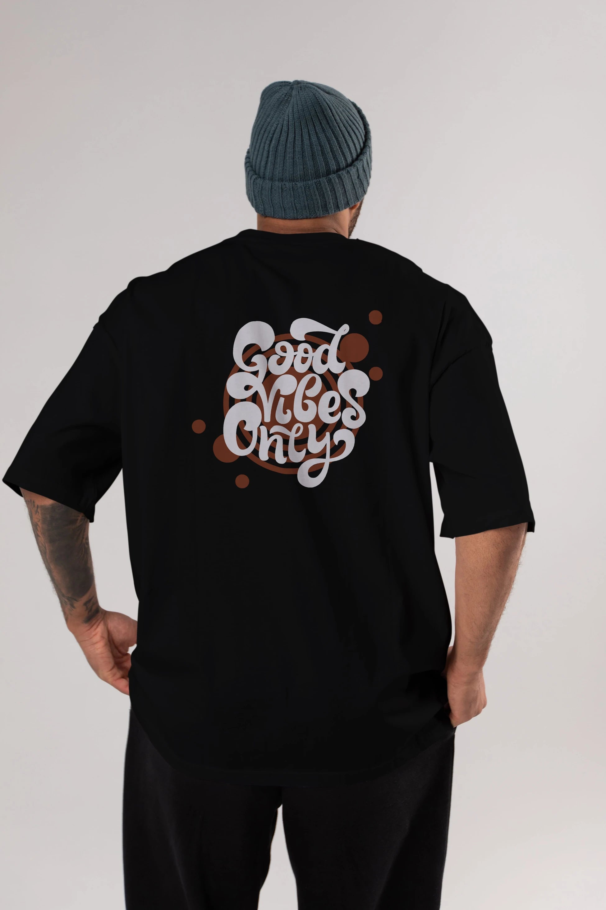 Good Vibes Only Yazılı Arka Baskılı Oversize t-shirt Erkek Kadın Unisex