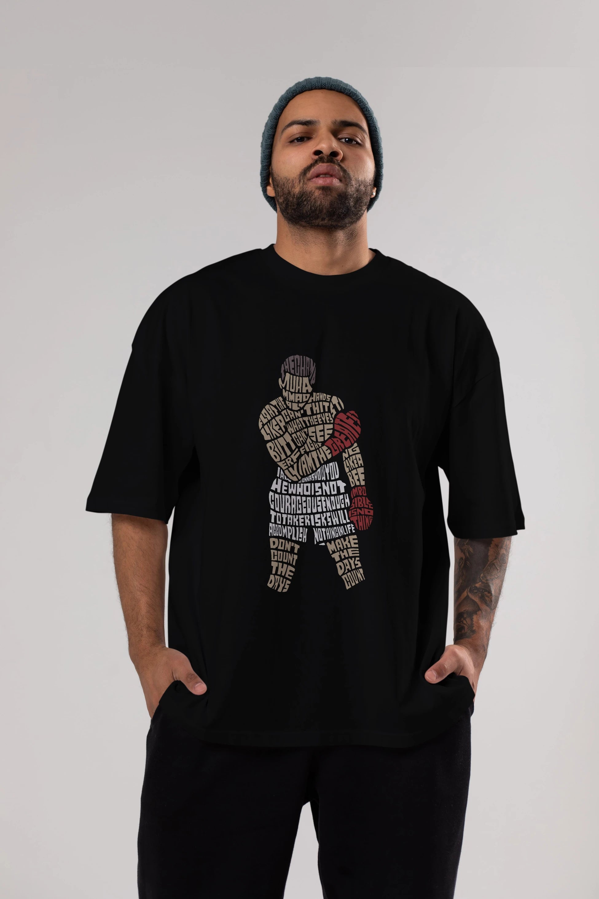 The Champ Muhammad Ali Ön Baskılı Oversize t-shirt %100 pamuk Erkek Kadın Unisex