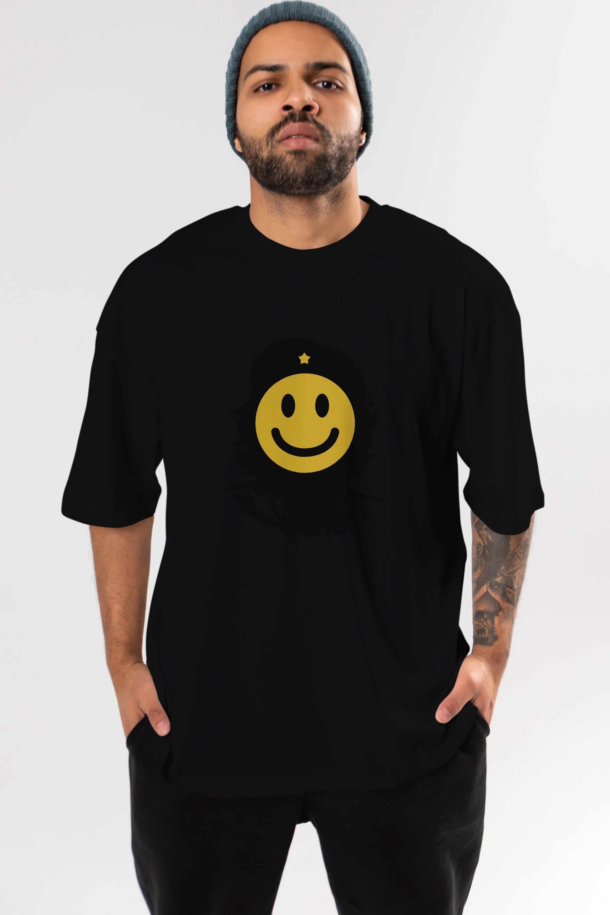 Che Smile Ön Baskılı Oversize t-shirt %100 pamuk Erkek Kadın Unisex