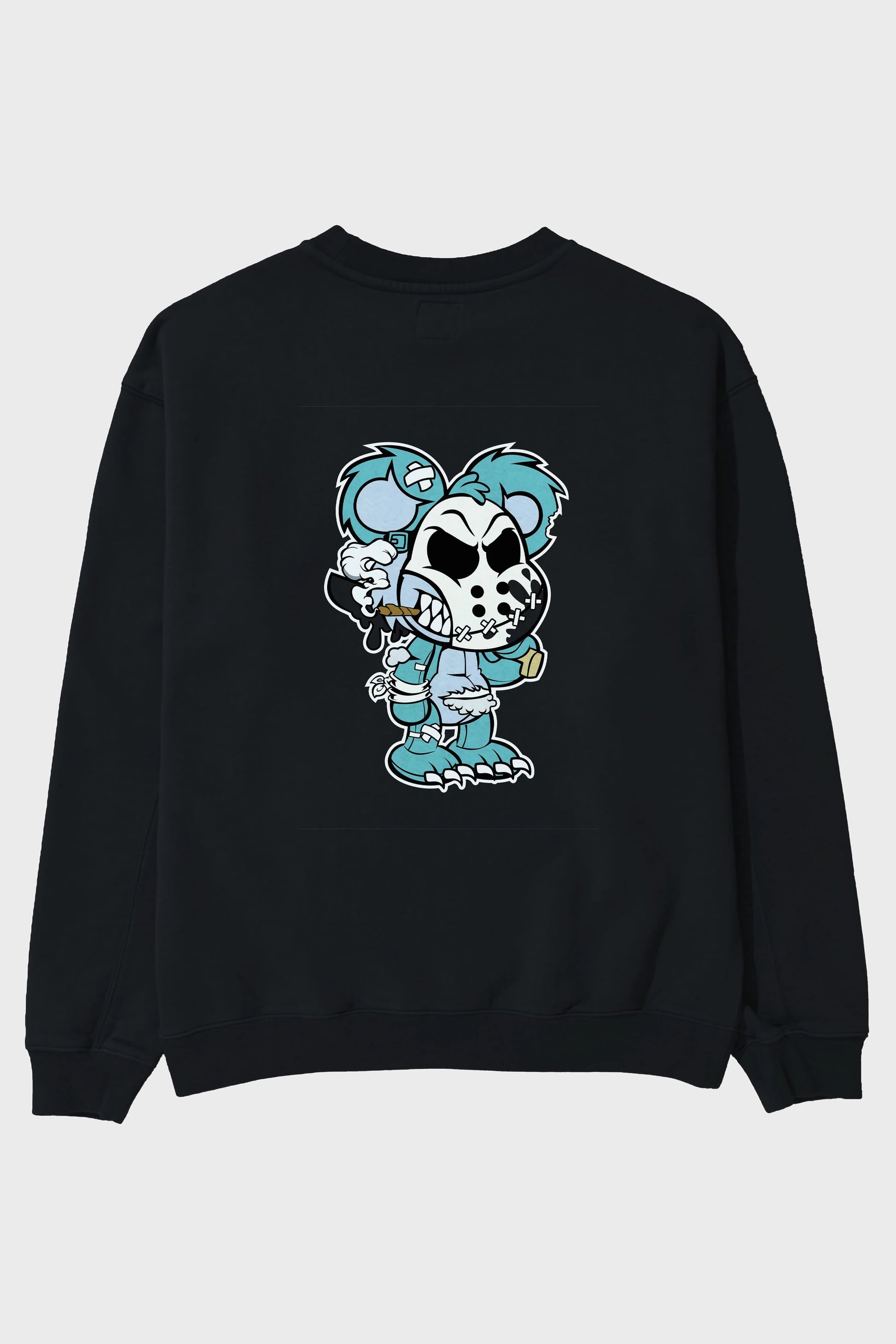 Evil Teddy Bear Arka Baskılı Oversize Sweatshirt Erkek Kadın Unisex