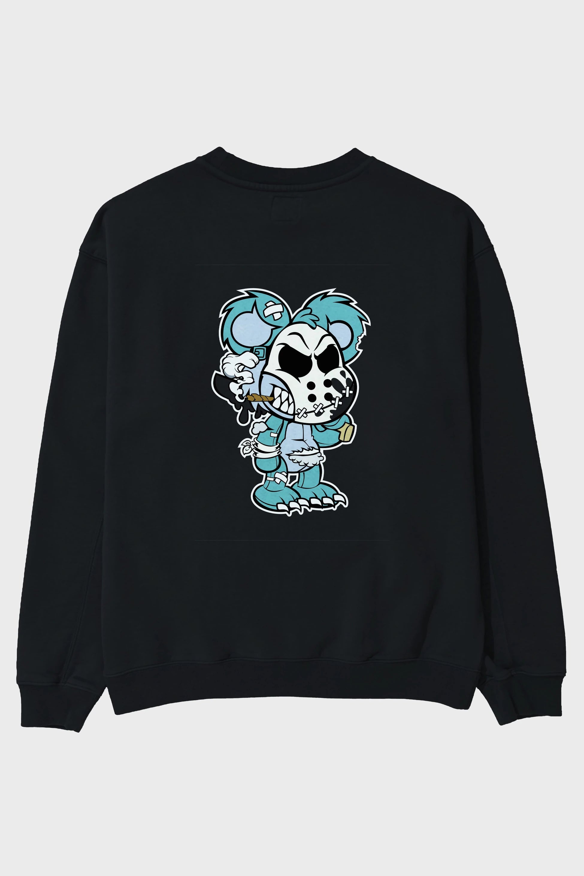 Evil Teddy Bear Arka Baskılı Oversize Sweatshirt Erkek Kadın Unisex