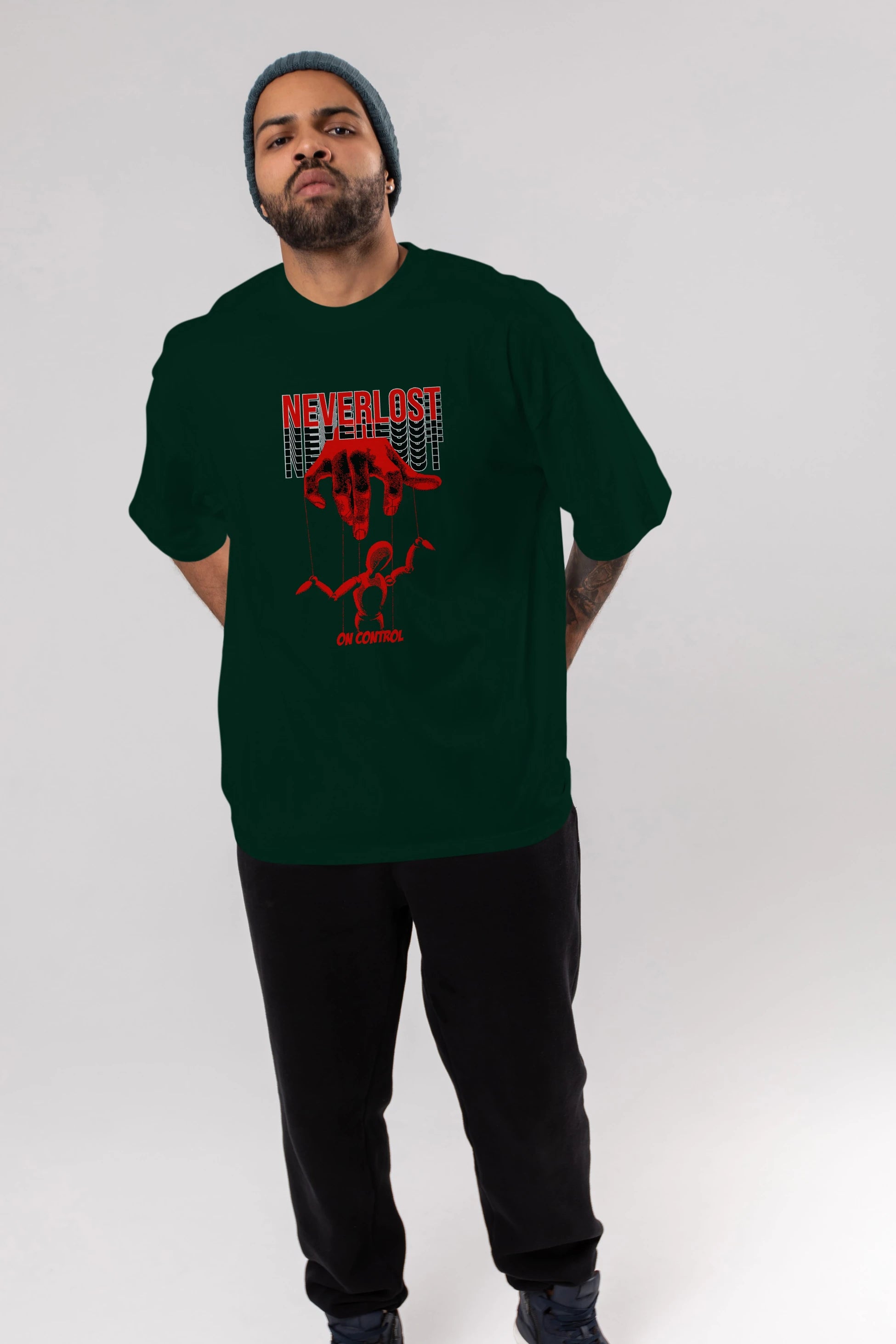 Neverlost on Control Ön Baskılı Oversize t-shirt Erkek Kadın Unisex