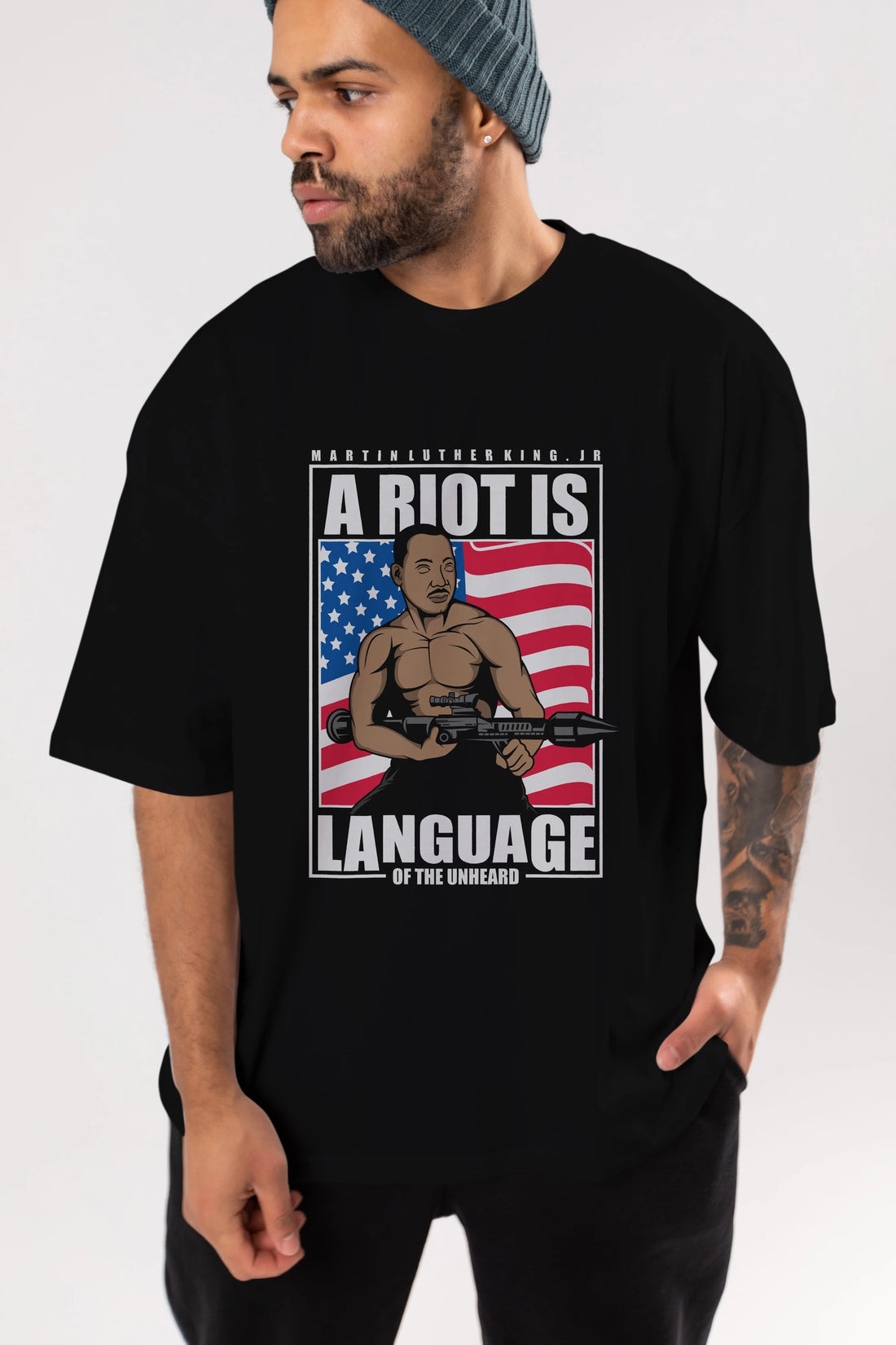 Luther King Jr Rambo Ön Baskılı Oversize t-shirt Erkek Kadın Unisex %100 Pamuk tişort