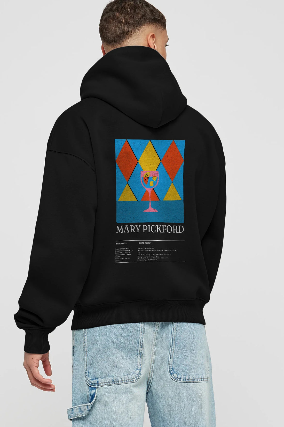 Mary Pickford Kokteyl Arka Baskılı Hoodie Oversize Kapüşonlu Sweatshirt Erkek Kadın