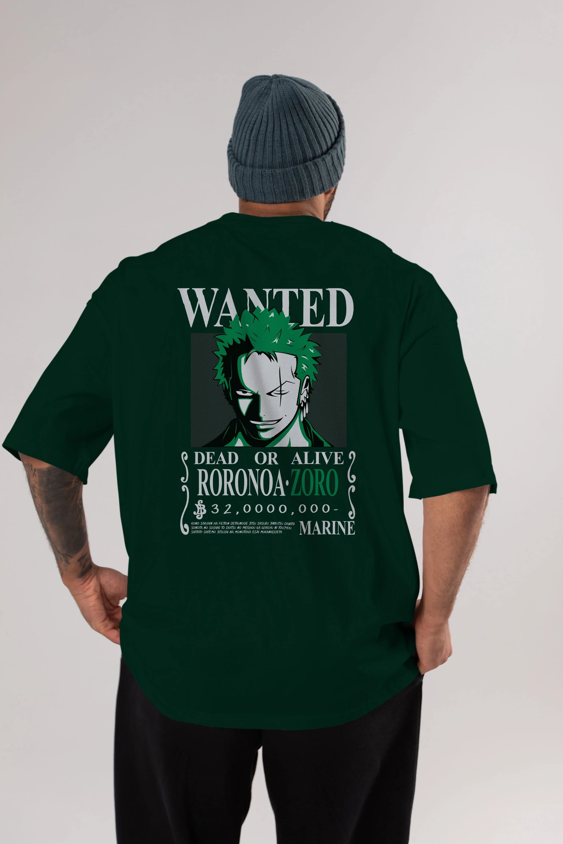 Roronoa Zoro Anime Arka Baskılı Oversize t-shirt Erkek Kadın Unisex %100 pamuk tişort