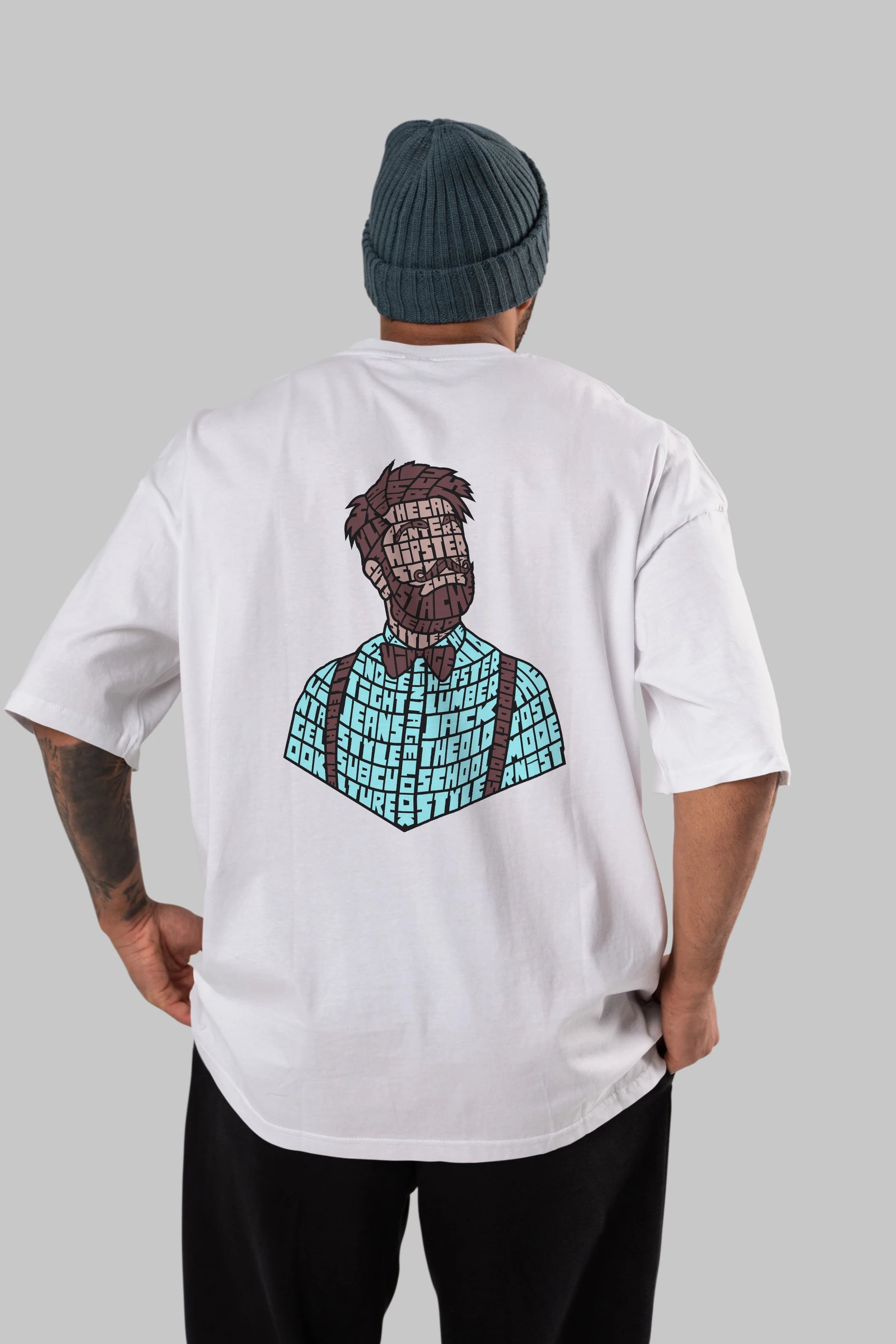 Hipster (2) Arka Baskılı Oversize t-shirt %100 pamuk Erkek Kadın Unisex