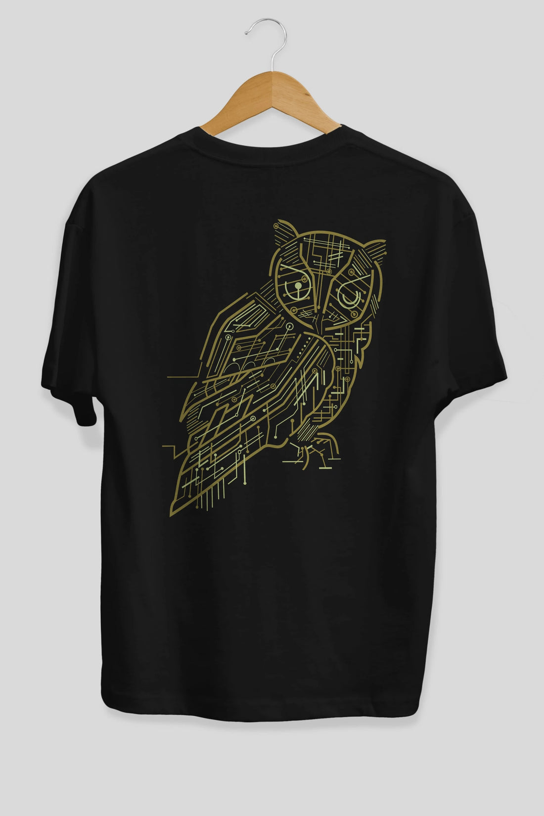 Electrical Owl Arka Baskılı Oversize t-shirt %100 pamuk Erkek Kadın Unisex