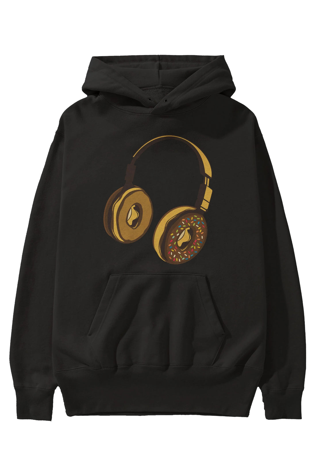 Headphone Donut Ön Baskılı Hoodie Oversize Kapüşonlu Sweatshirt Erkek Kadın Unisex