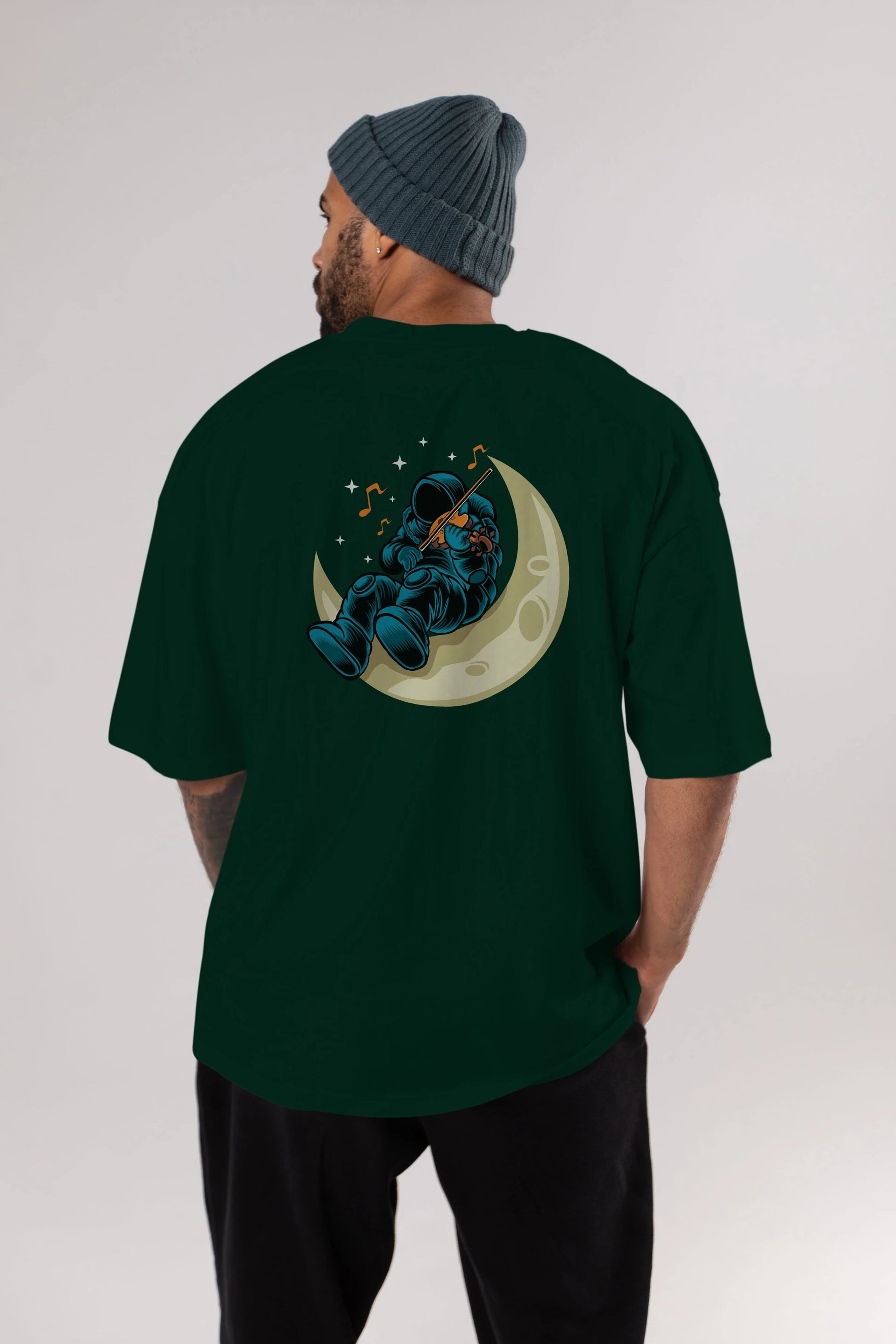 Playing Vionist in Space Arka Baskılı Oversize t-shirt Erkek Kadın Unisex