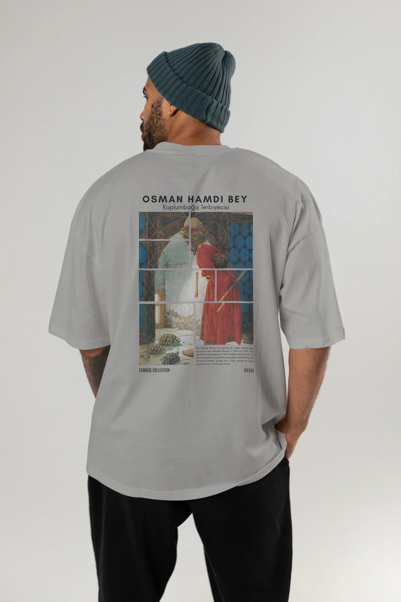Osman Hamdi Bey Arka Baskılı Oversize t-shirt Erkek Kadın Bisiklet Yaka Pamuk tişort