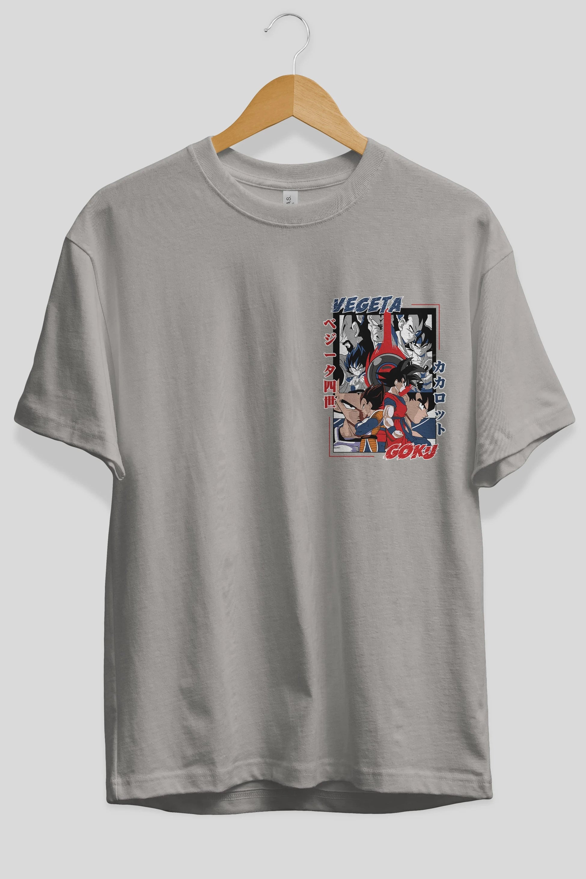 VEGETA VS GOKU Ön Sol Baskılı Oversize t-shirt Erkek Kadın Unisex %100 Pamuk Bisiklet Yaka tişort
