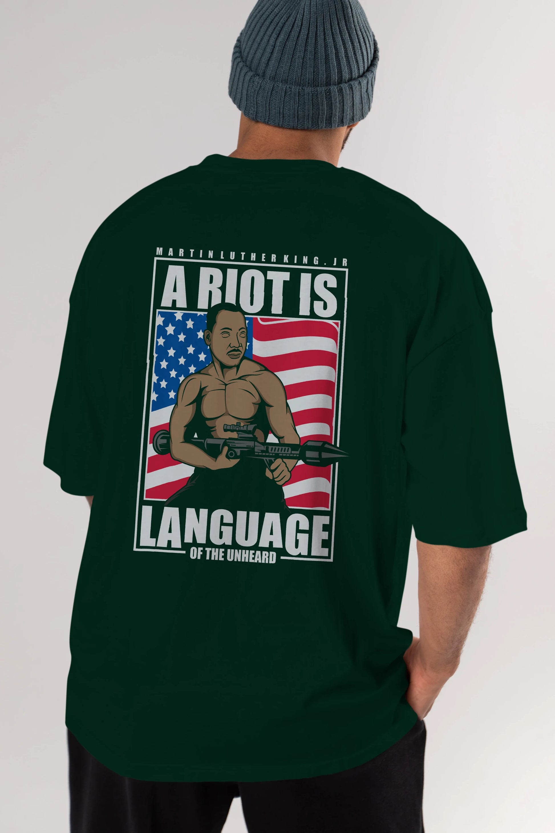 Luther King Jr Rambo Arka Baskılı Oversize t-shirt Erkek Kadın Unisex %100 Pamuk tişort