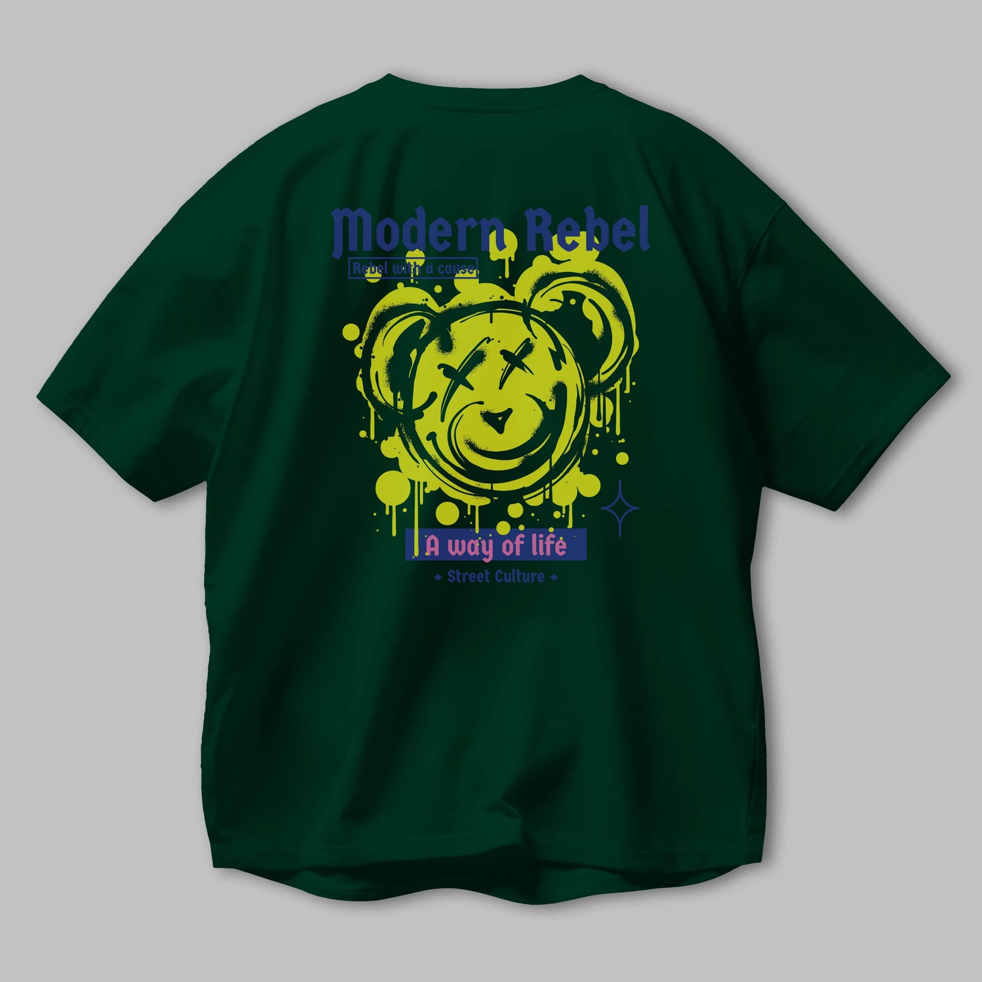 Modern Rebel Bear Arka Baskılı Oversize t-shirt Erkek Kadın Unisex