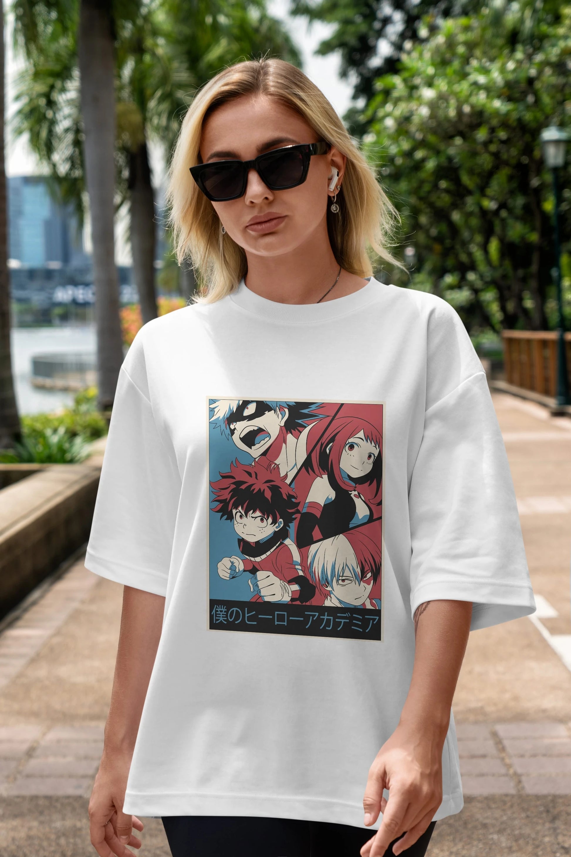 BokuNoHero Anime Ön Baskılı Oversize t-shirt %100 pamuk Erkek Kadın Unisex