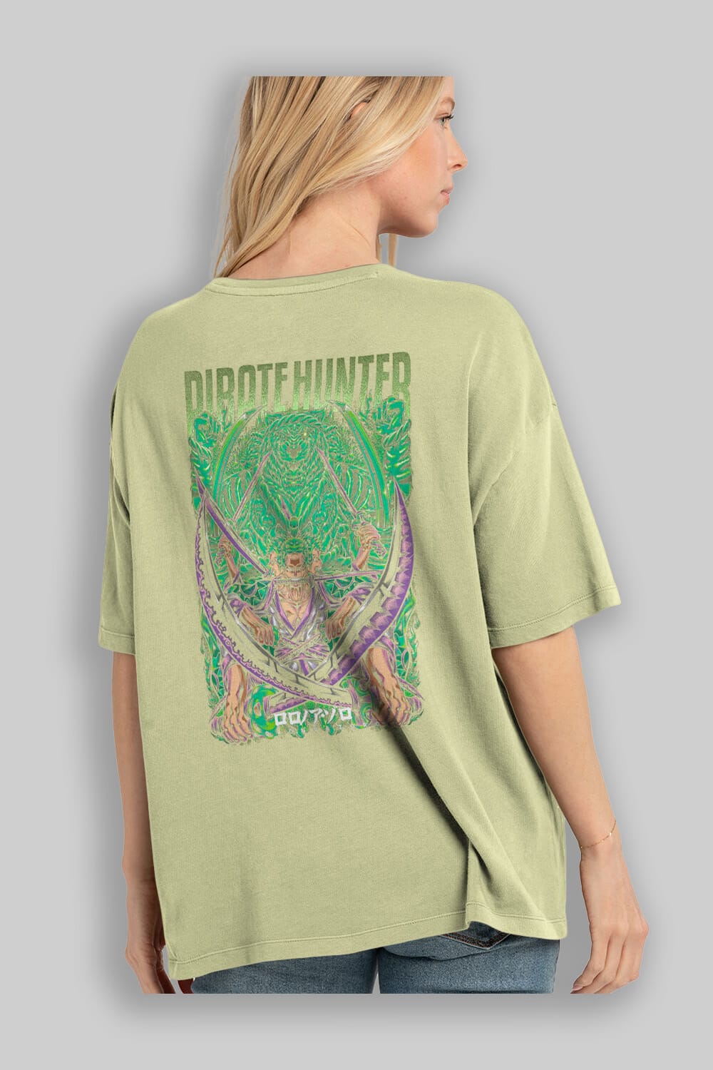 RORONOA ZORO 3 Anime Arka Baskılı Oversize t-shirt Erkek Kadın Unisex