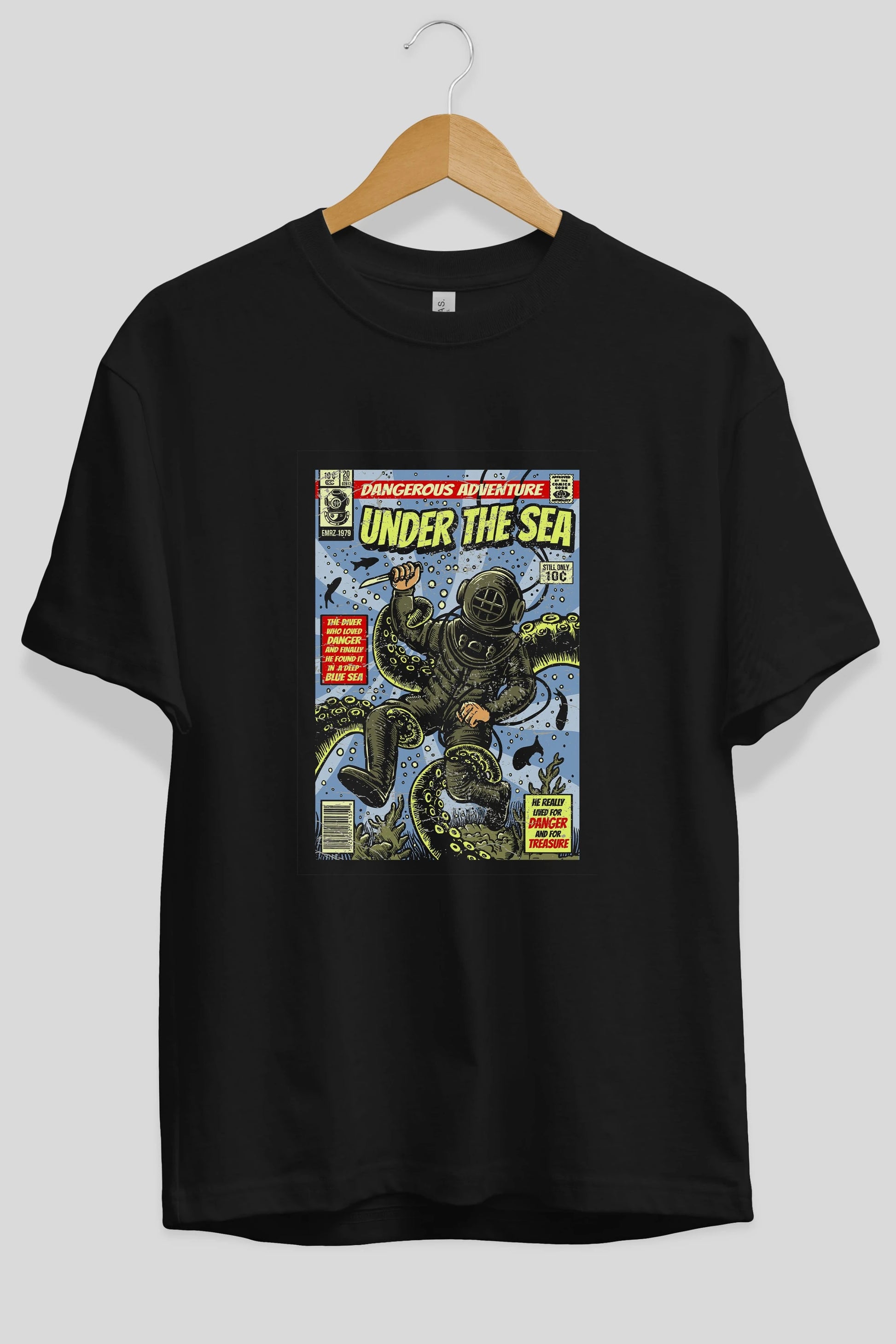 Under The Sea Ön Baskılı Oversize t-shirt Erkek Kadın Unisex %100 Pamuk tişort