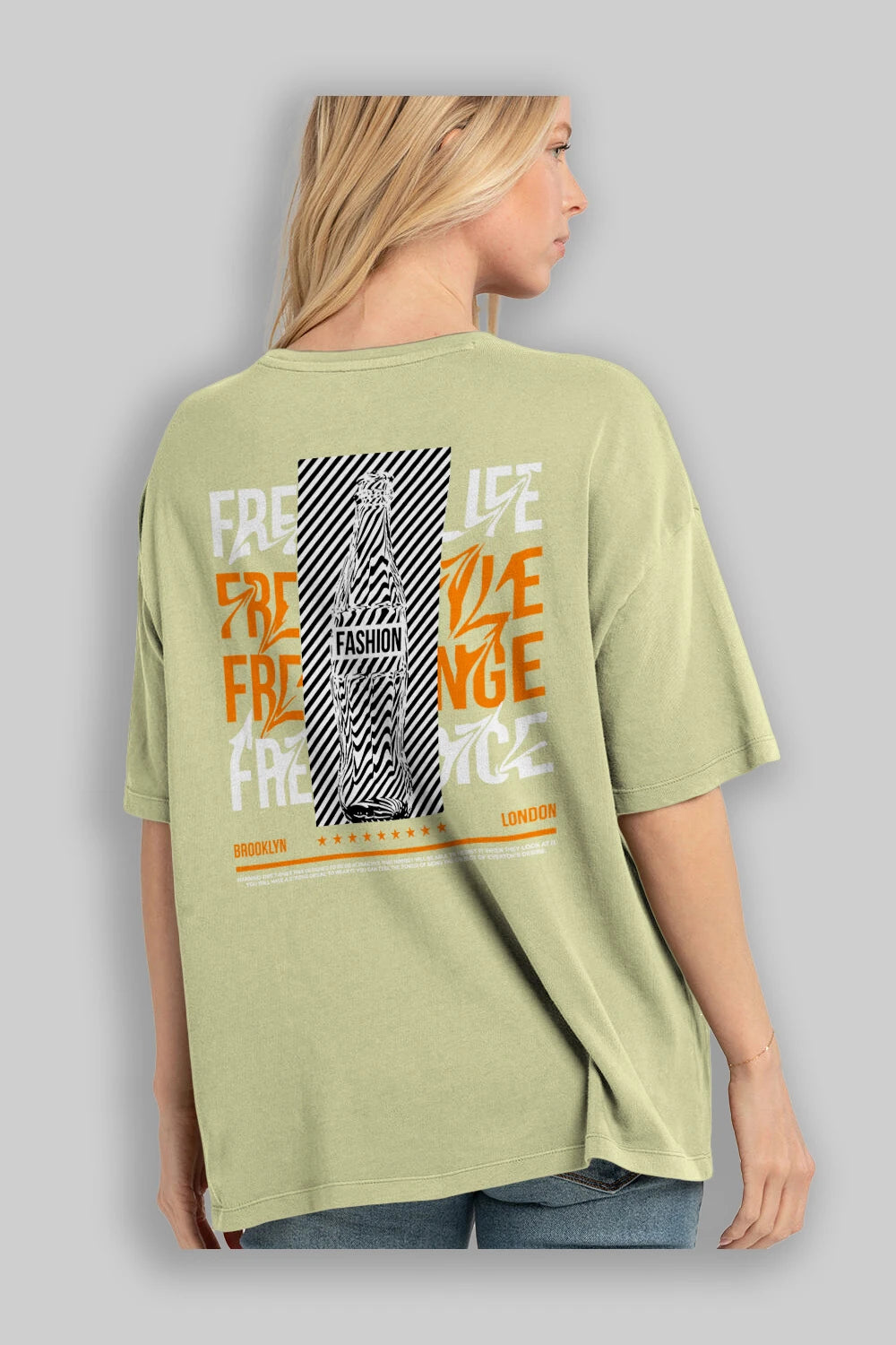 Freedom Life Arka Baskılı Oversize t-shirt Erkek Kadın Unisex