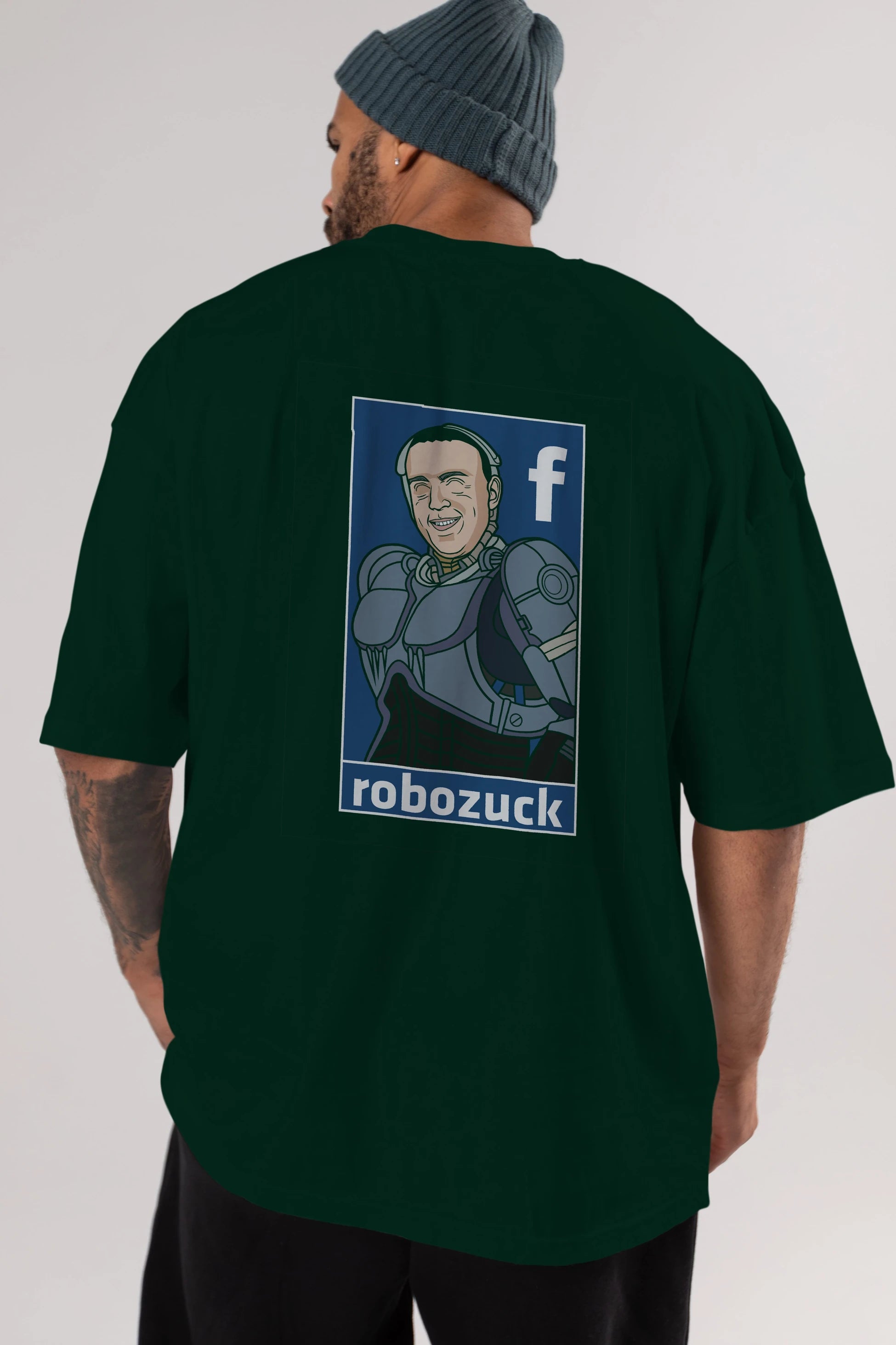 Robozuck Arka Baskılı Oversize t-shirt Erkek Kadın Unisex %100 Pamuk tişort