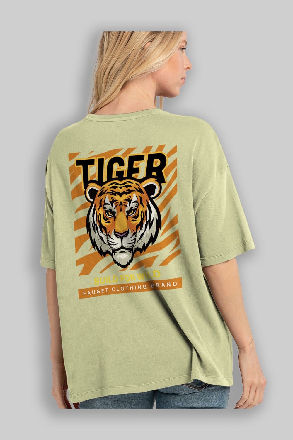 Tiger Arka Baskılı Oversize t-shirt Erkek Kadın Unisex