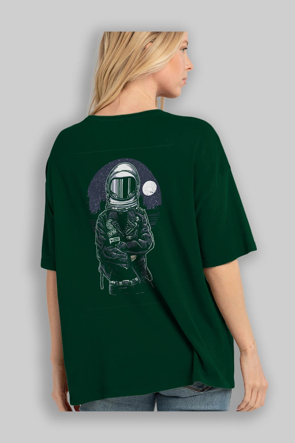 Astronaut Rebel Arka Baskılı Oversize t-shirt Erkek Kadın Unisex %100 Pamuk