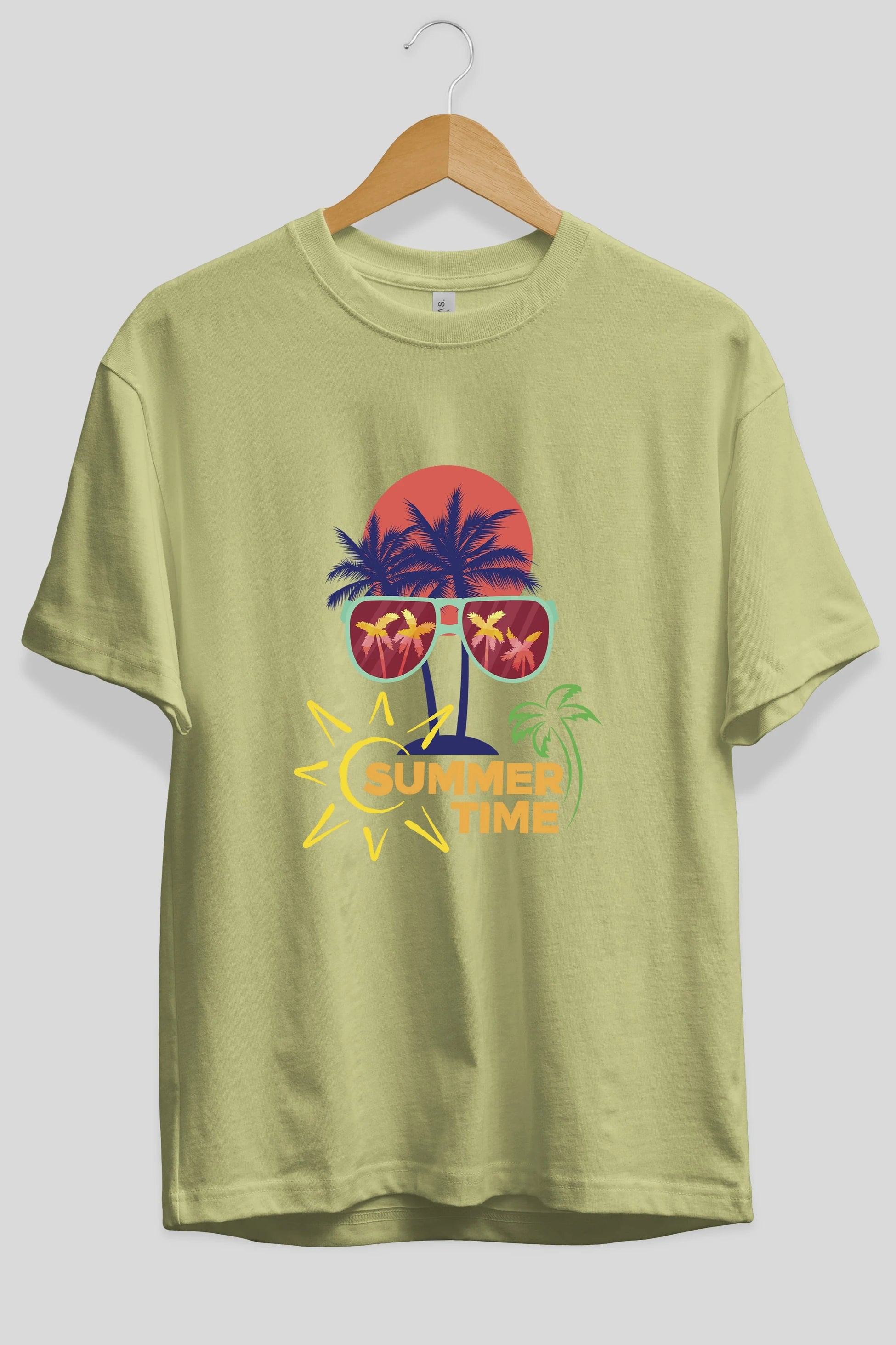 Summer Time Yazılı Ön Baskılı Oversize t-shirt Erkek Kadın Unisex