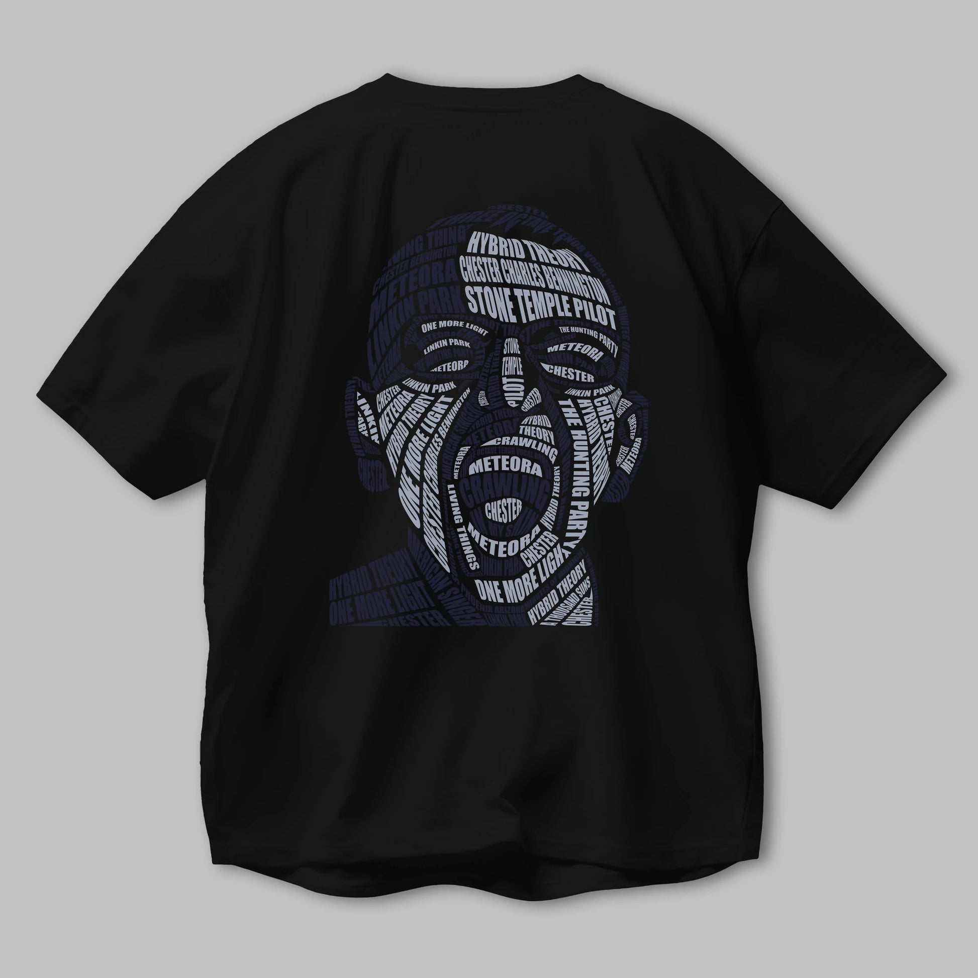 Chester Bennington Calligram Arka Baskılı Oversize t-shirt %100 pamuk Erkek Kadın Unisex
