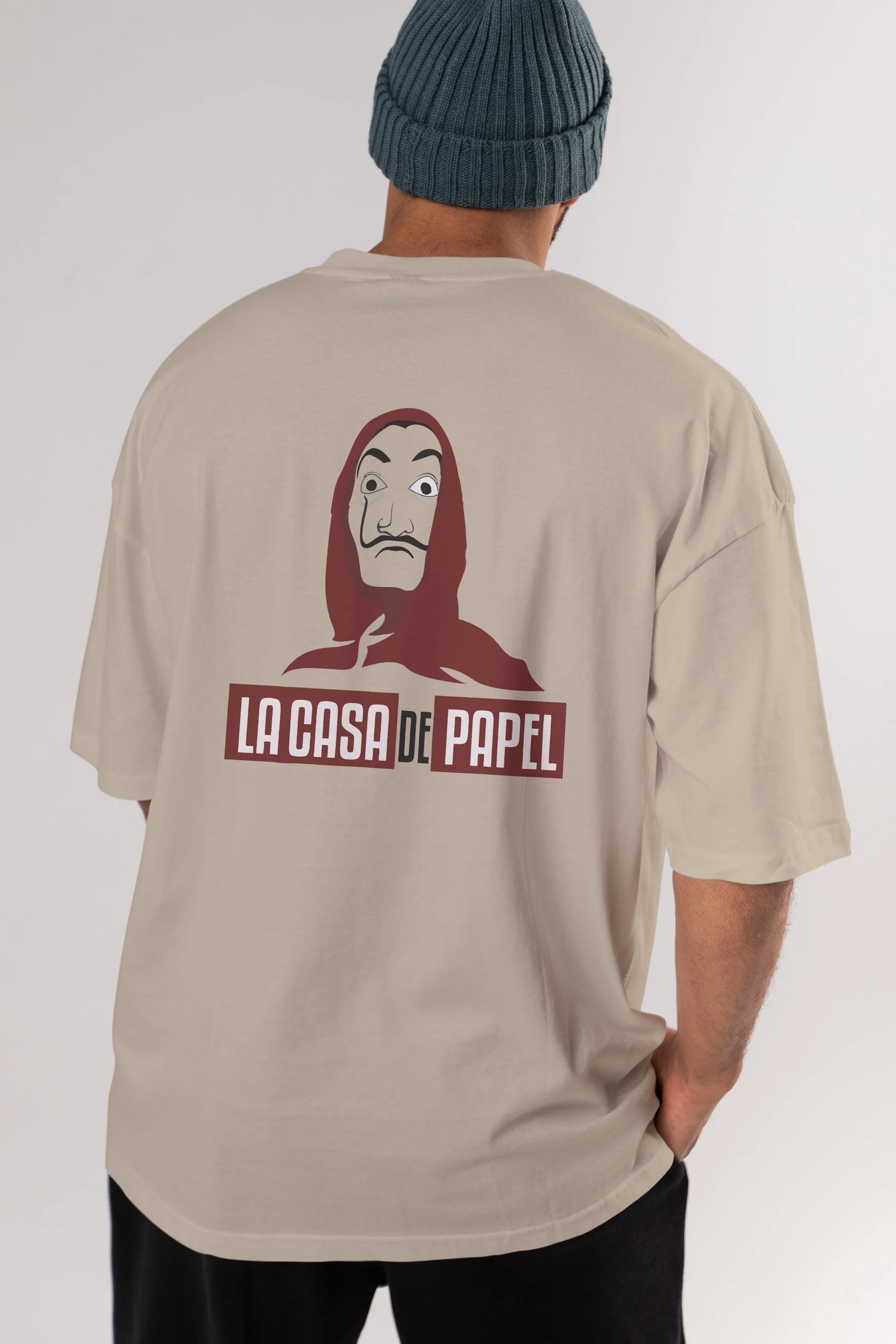 La Casa De Papel (1) Arka Baskılı Oversize t-shirt Erkek Kadın Unisex %100 Pamuk Bisiklet Yaka tişort