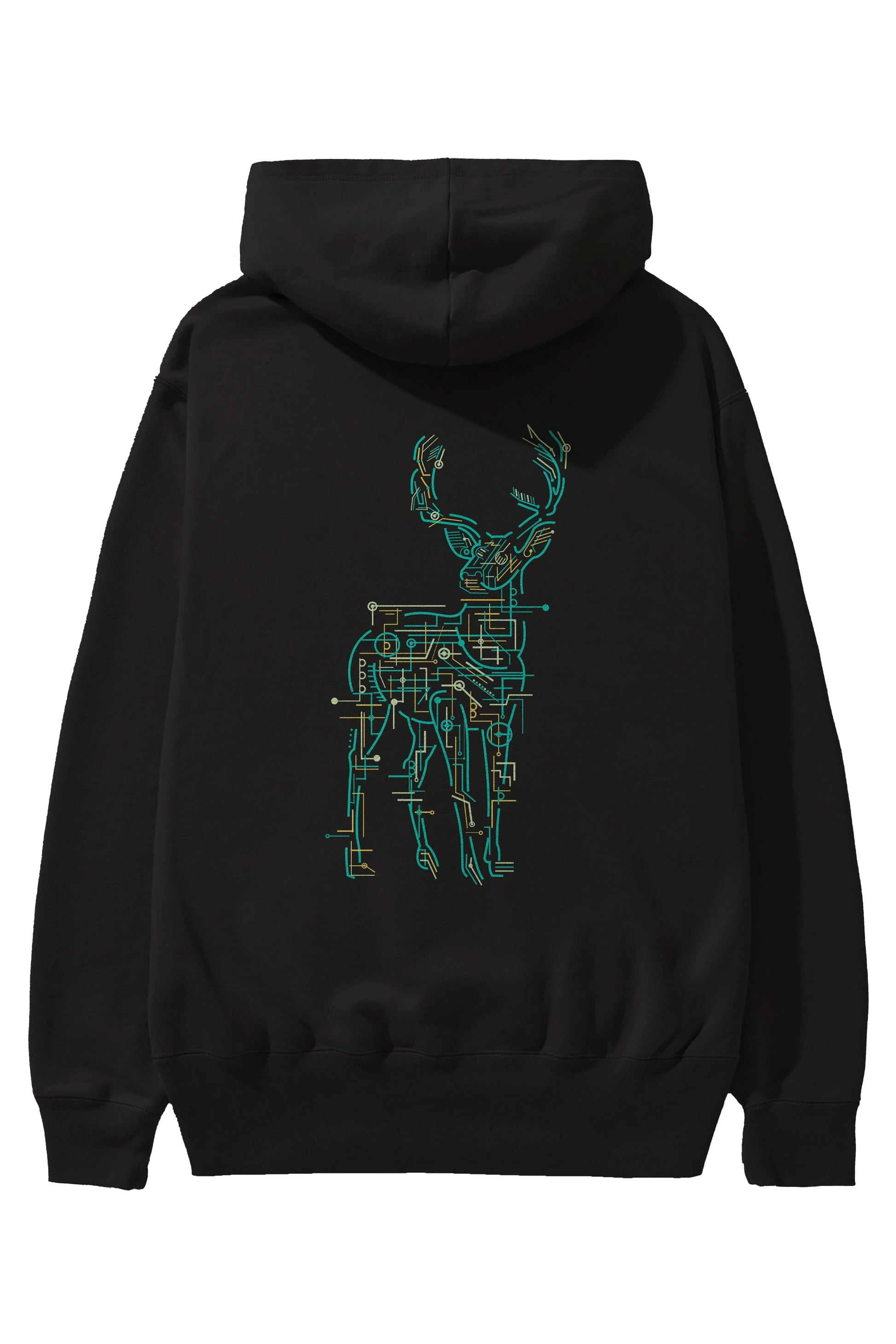 Electric Deer Arka Baskılı Hoodie Oversize Kapüşonlu Sweatshirt Erkek Kadın Unisex