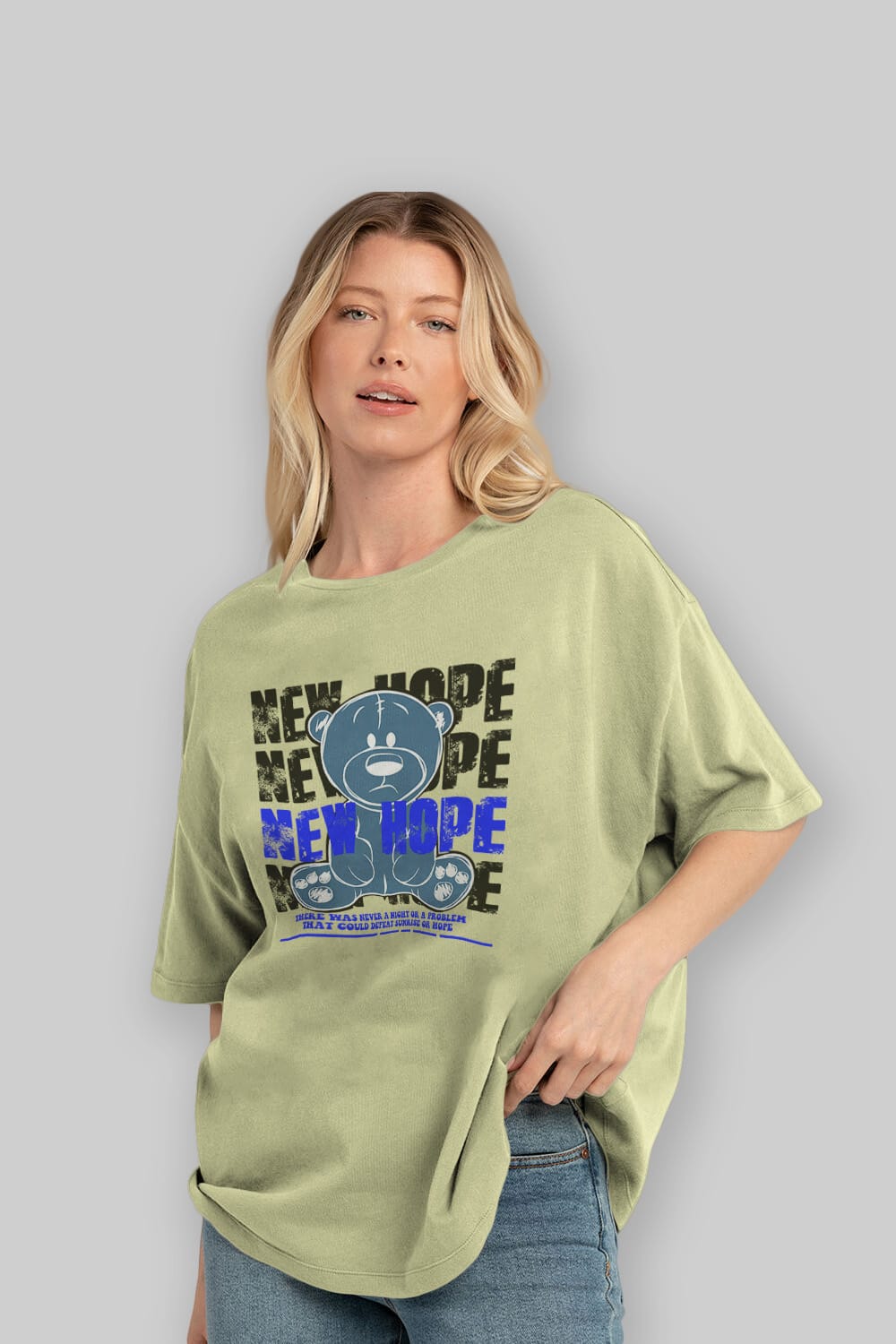 Teddy Bear New Hope Ön Baskılı Oversize t-shirt Erkek Kadın Unisex