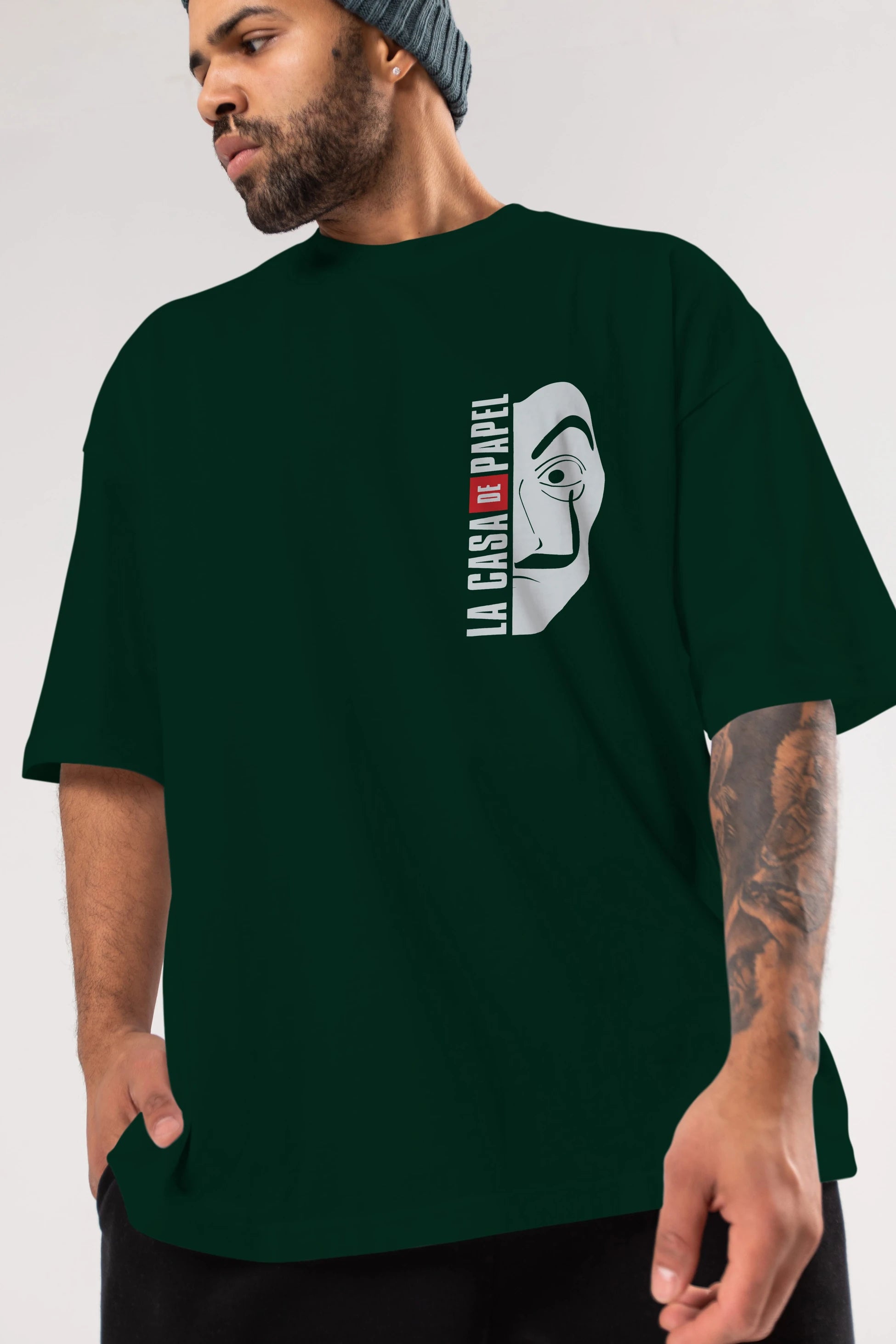 La Casa De Papel (3) Ön Sol Baskılı Oversize t-shirt Erkek Kadın Unisex %100 Pamuk Bisiklet Yaka tişort