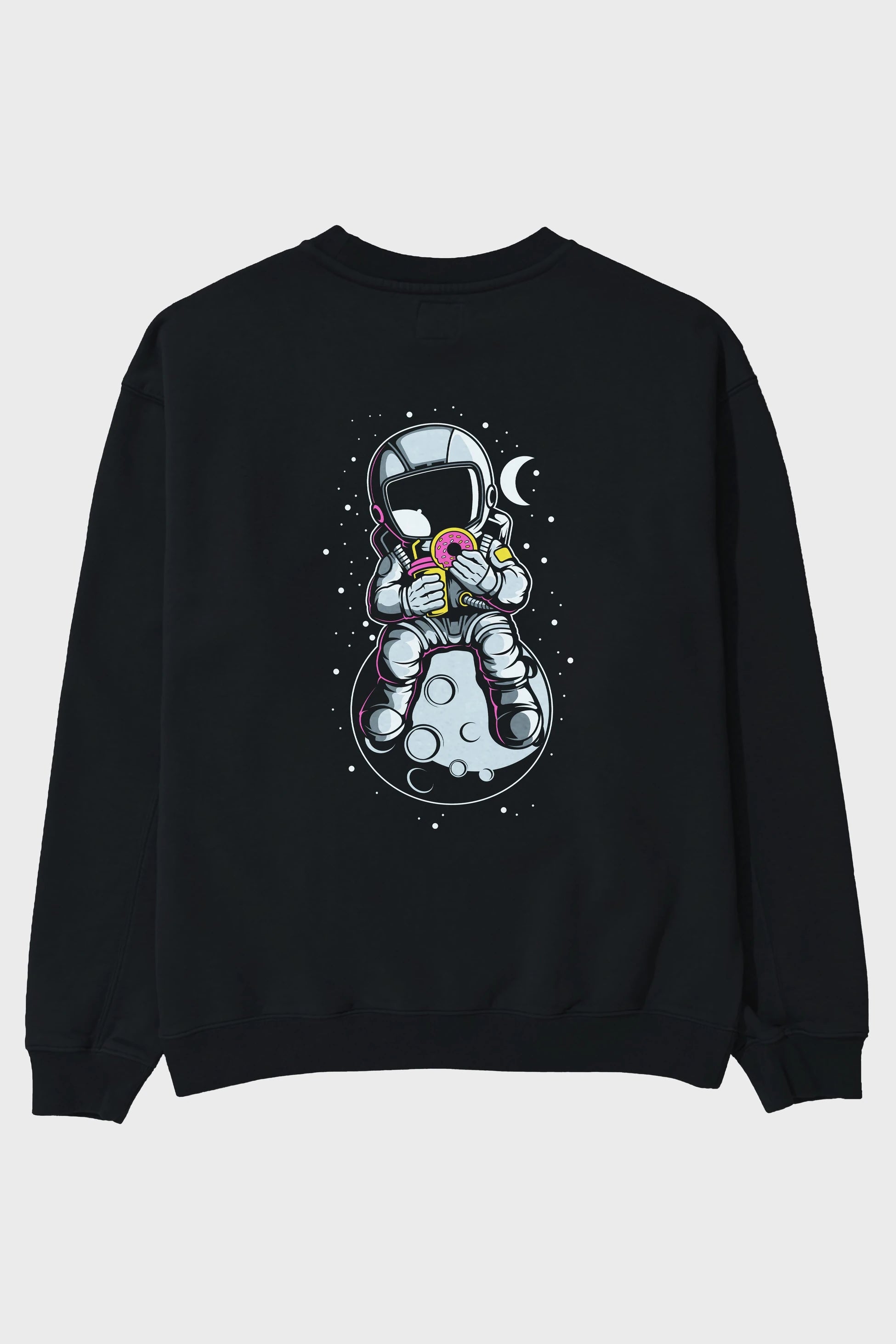 Astronaut Donuts Arka Baskılı Oversize Sweatshirt Erkek Kadın Unisex