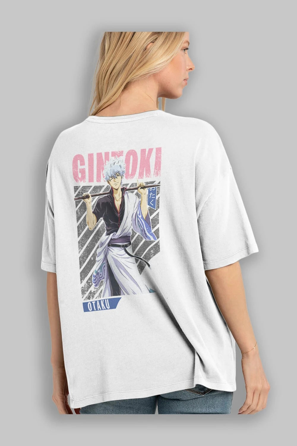 Gintoki Sakata GINTAMA 3 Anime Arka Baskılı Oversize t-shirt Erkek Kadın Unisex