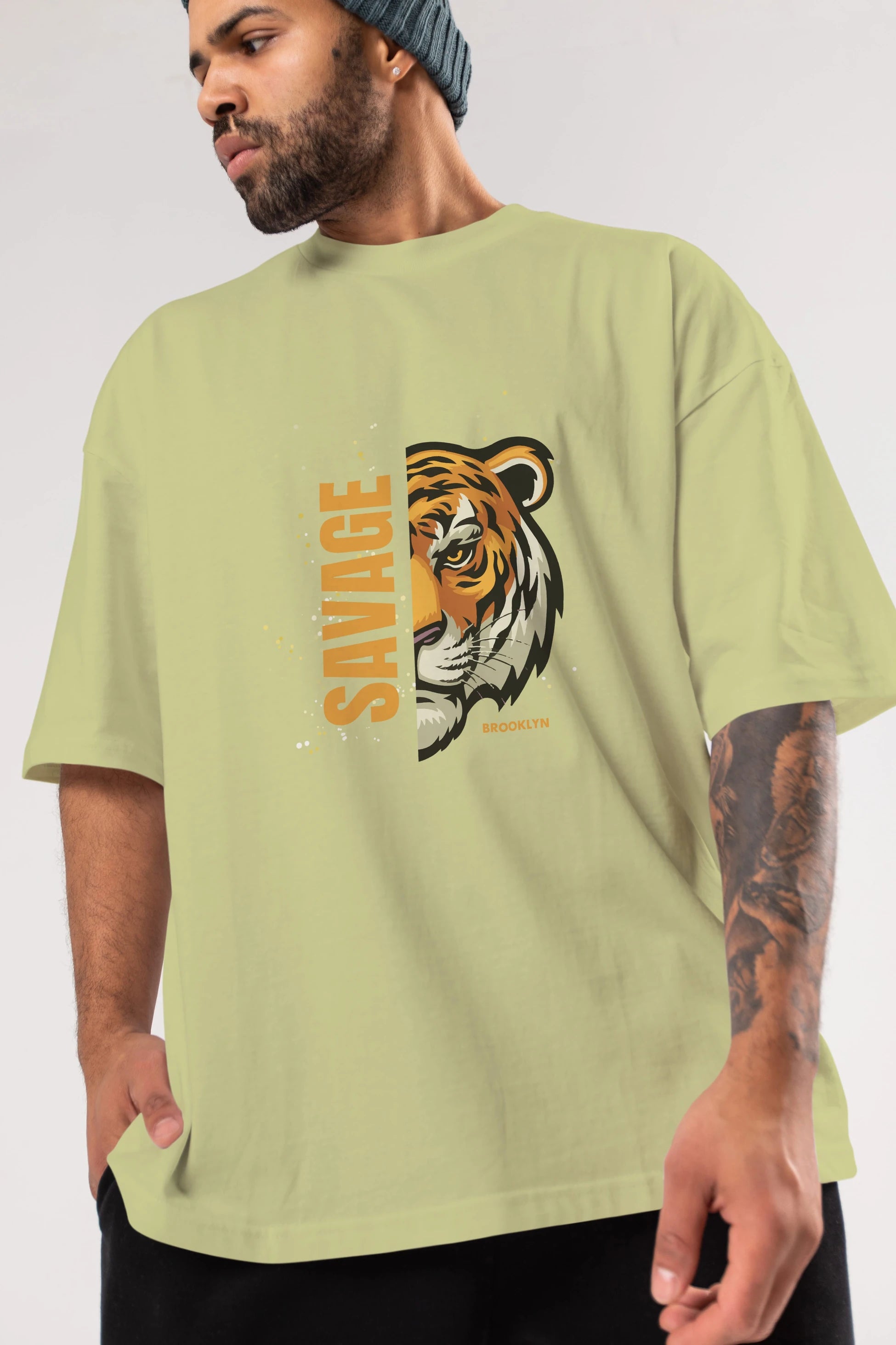 Savage Brooklyn Yazılı Ön Baskılı Oversize t-shirt Erkek Kadın Unisex