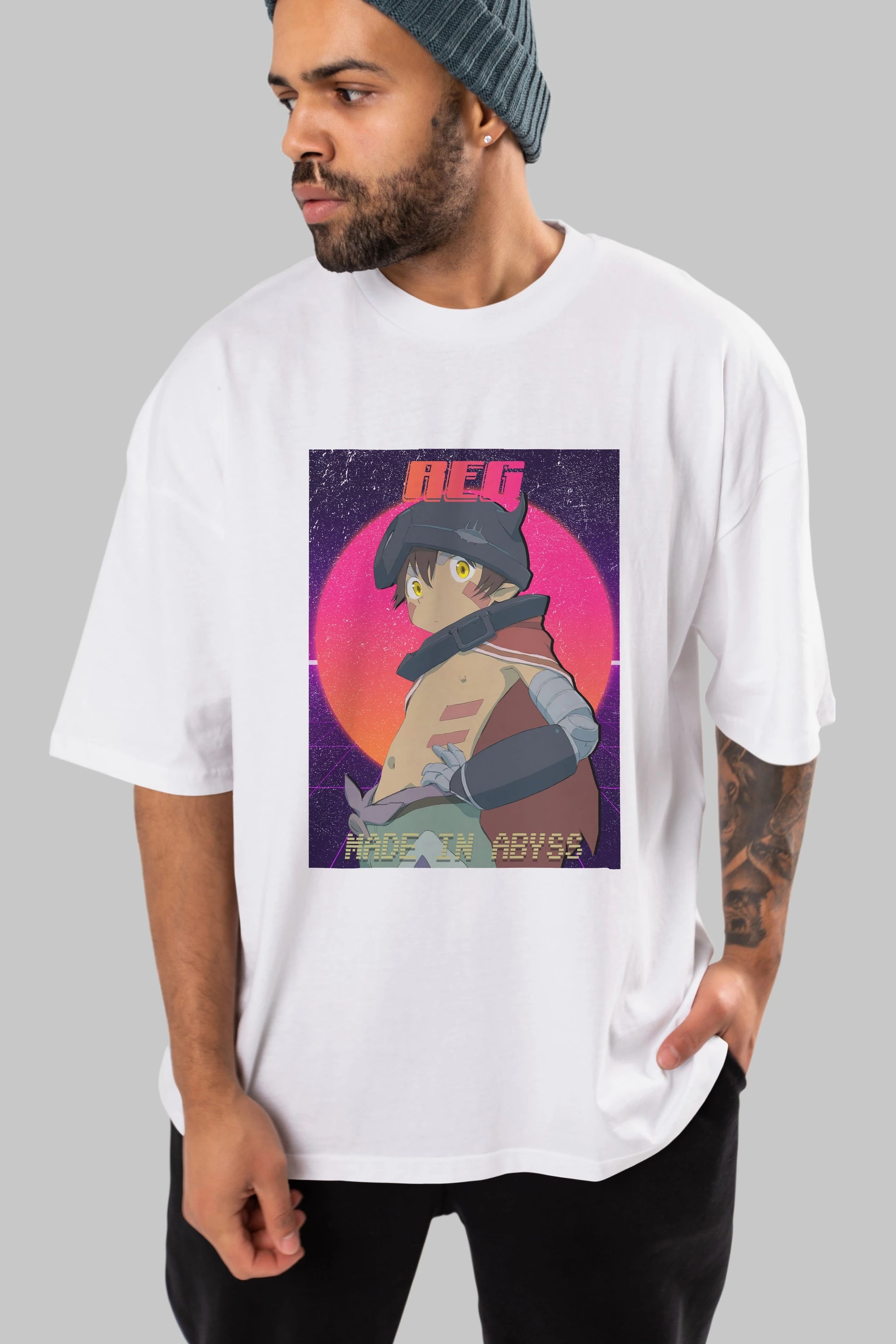 Reg 7 Anime Ön Baskılı Oversize t-shirt %100 pamuk Erkek Kadın Unisex