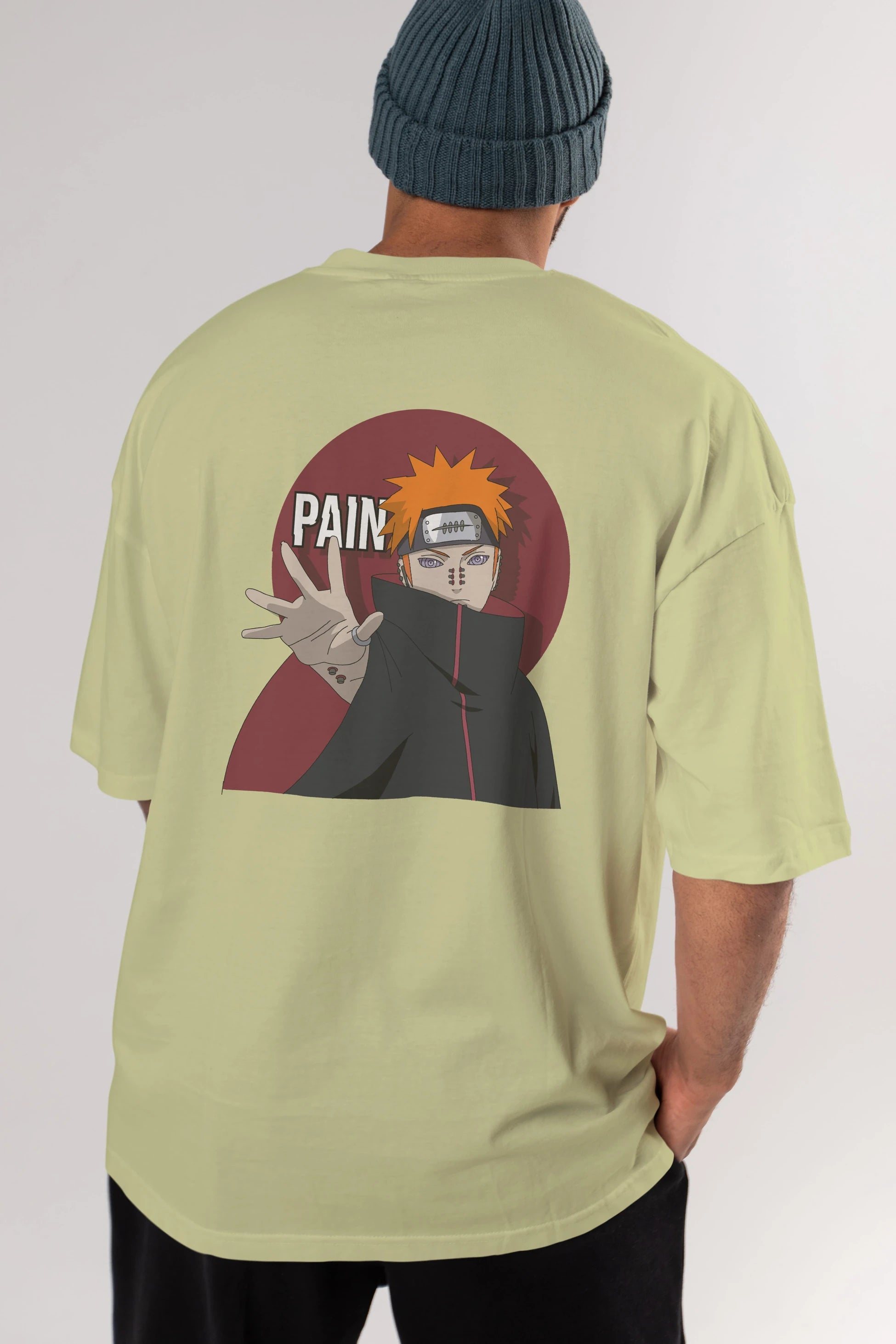 PAIN NARUTO Anime Arka Baskılı Oversize t-shirt Erkek Kadın Unisex