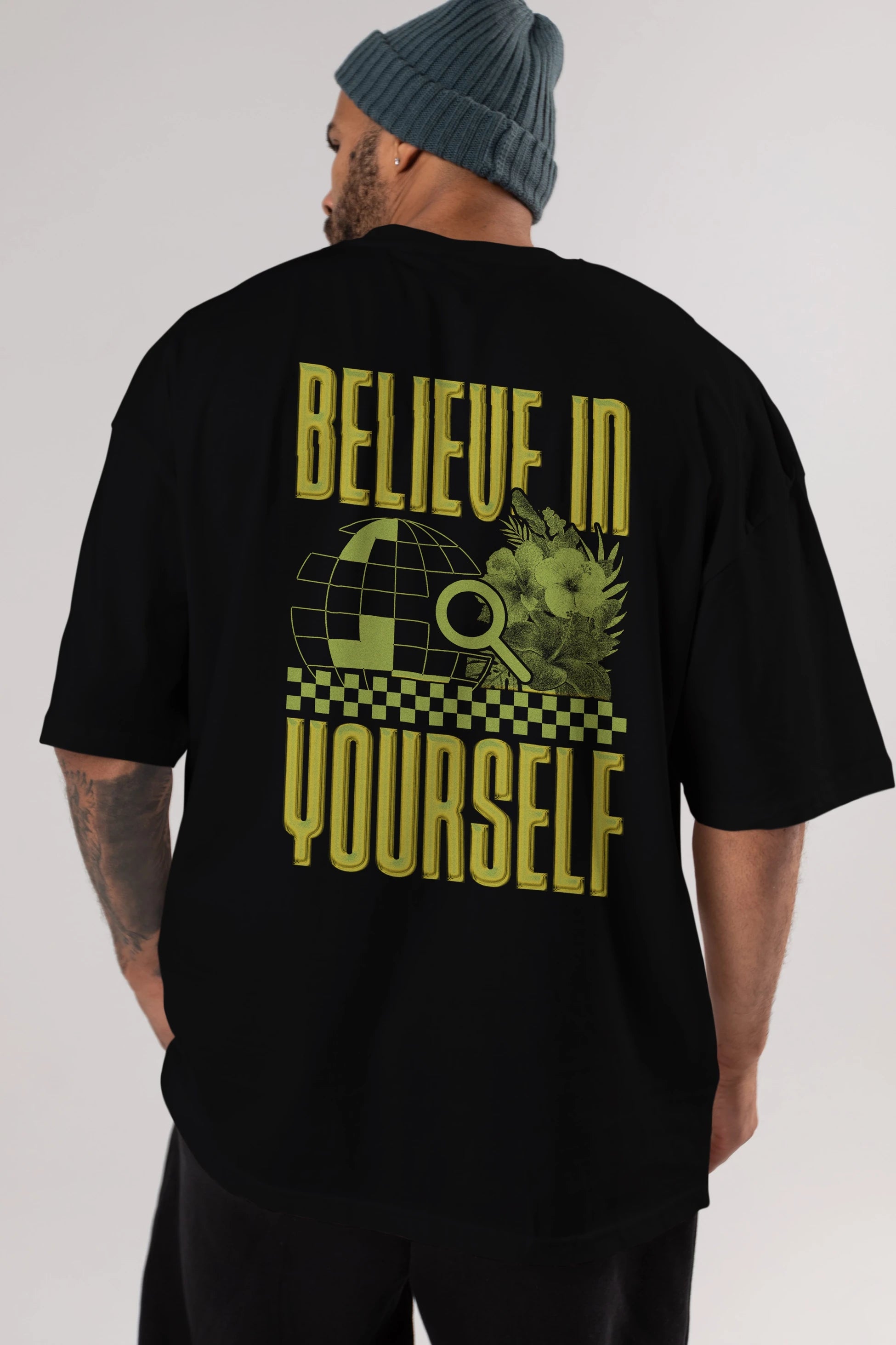 Believe in Yourself Yellow Arka Baskılı Oversize t-shirt Erkek Kadın Unisex
