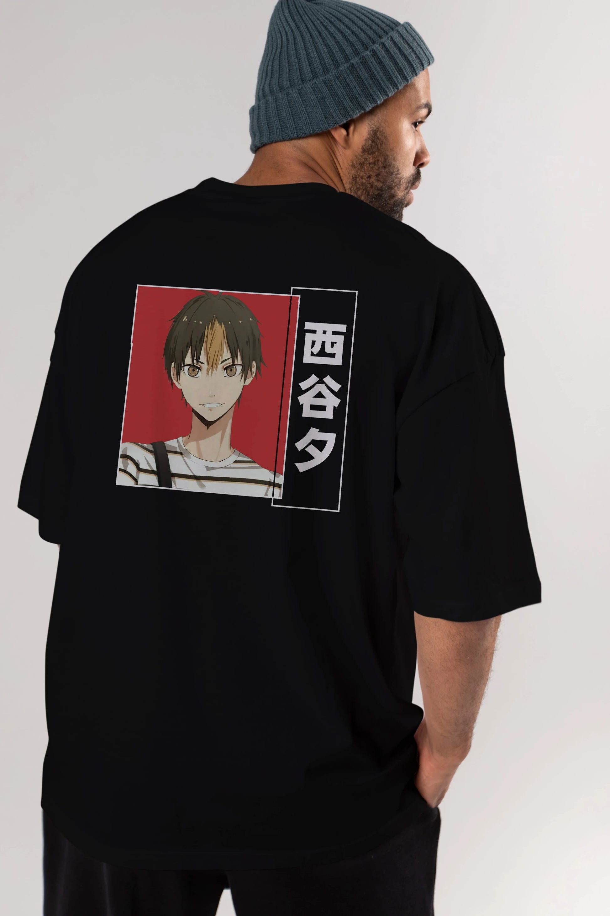 Yuu Nishinoya 1 Anime Arka Baskılı Oversize t-shirt Erkek Kadın Unisex