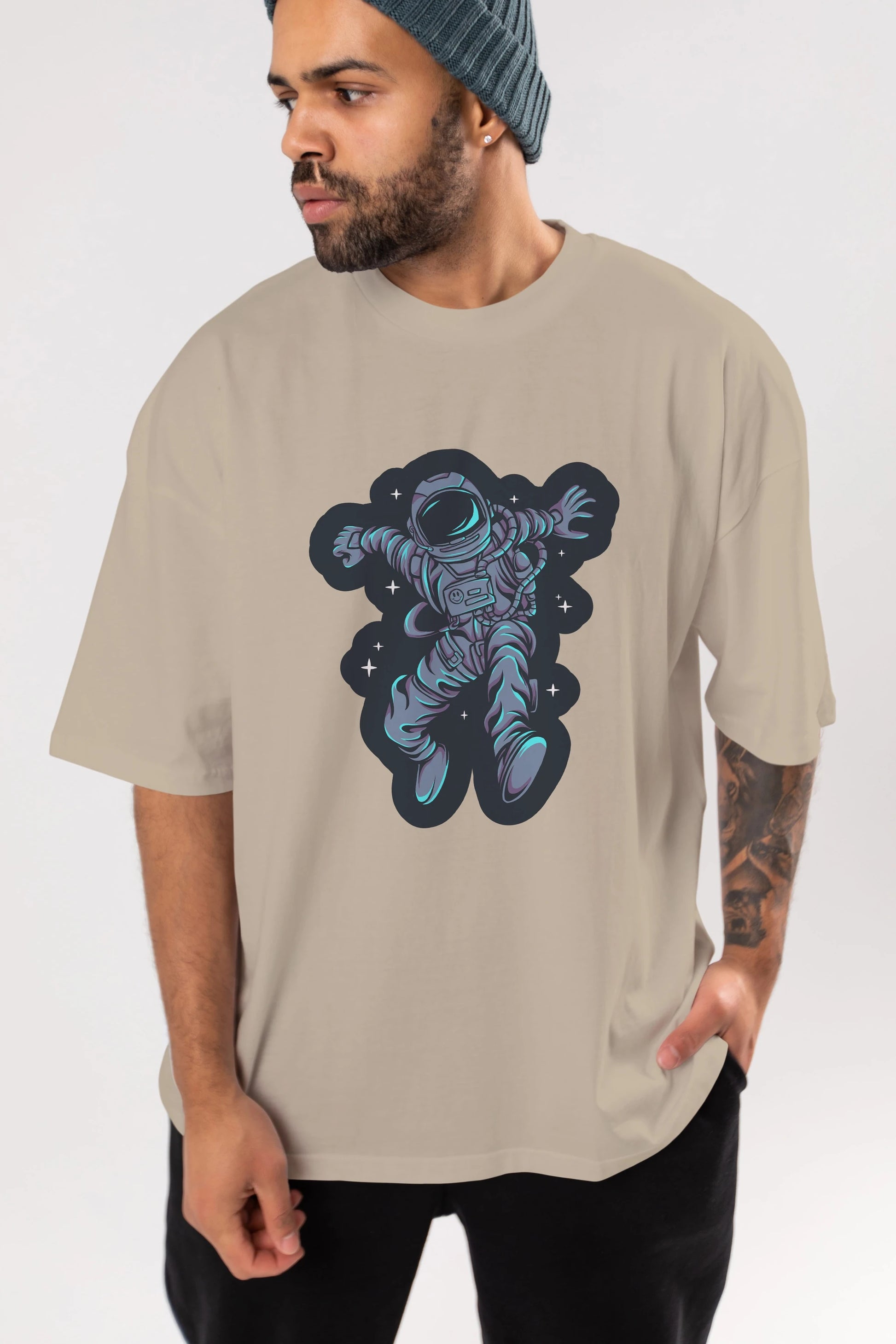 Astrostars sticker Ön Baskılı Oversize t-shirt Erkek Kadın Unisex