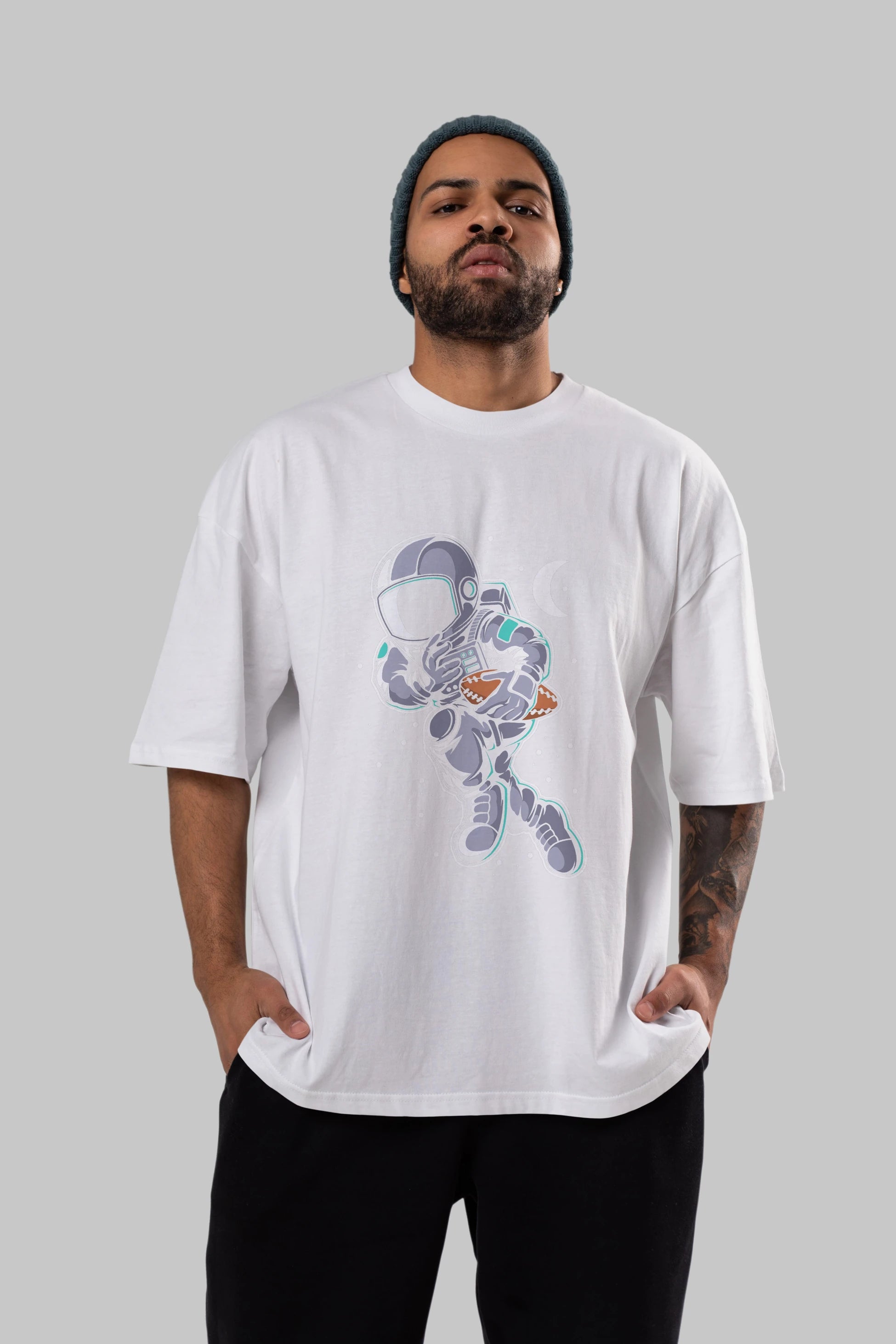 Astronaut Rugby Ön Baskılı Oversize t-shirt Erkek Kadın Unisex