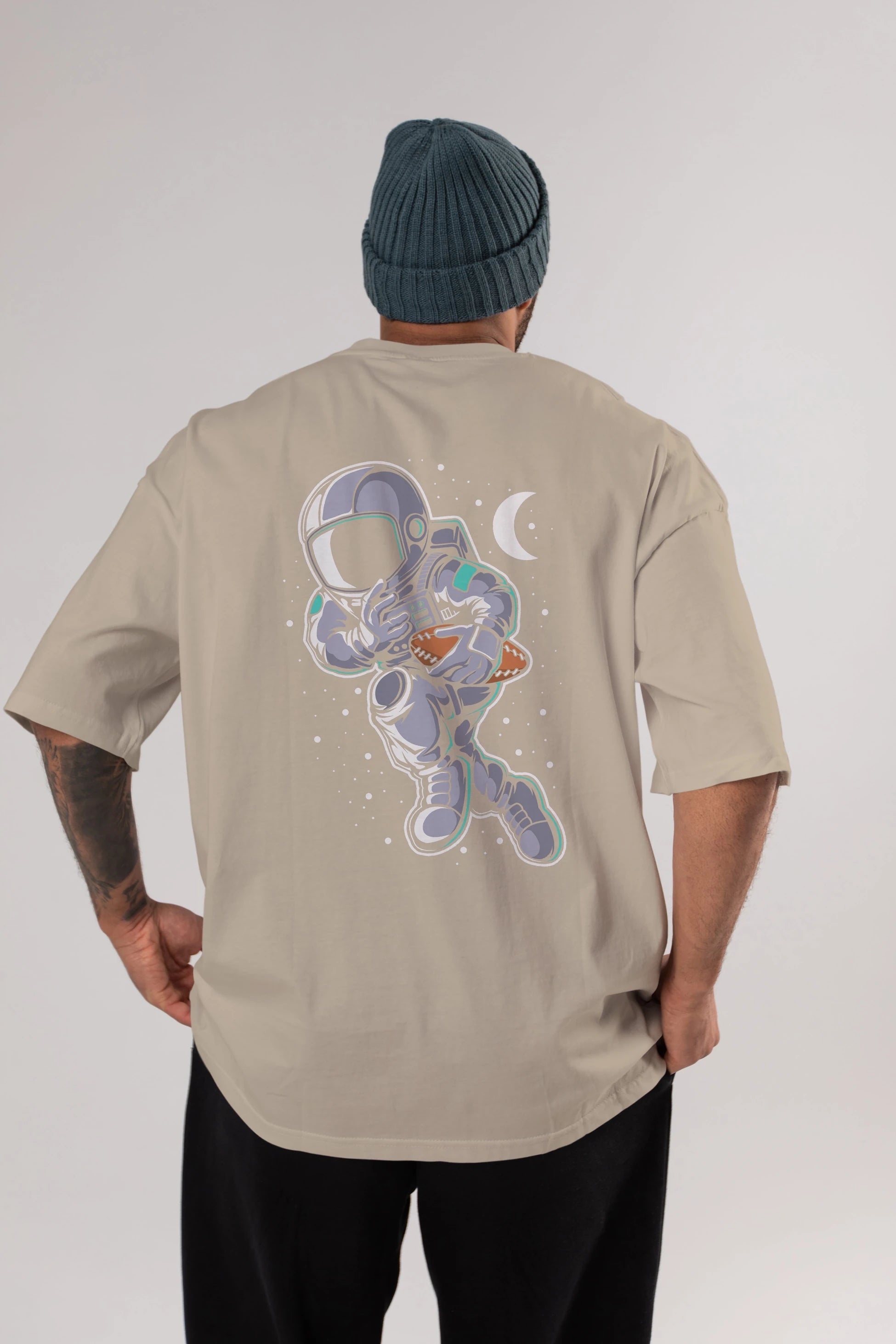 Astronaut Rugby Arka Baskılı Oversize t-shirt Erkek Kadın Unisex