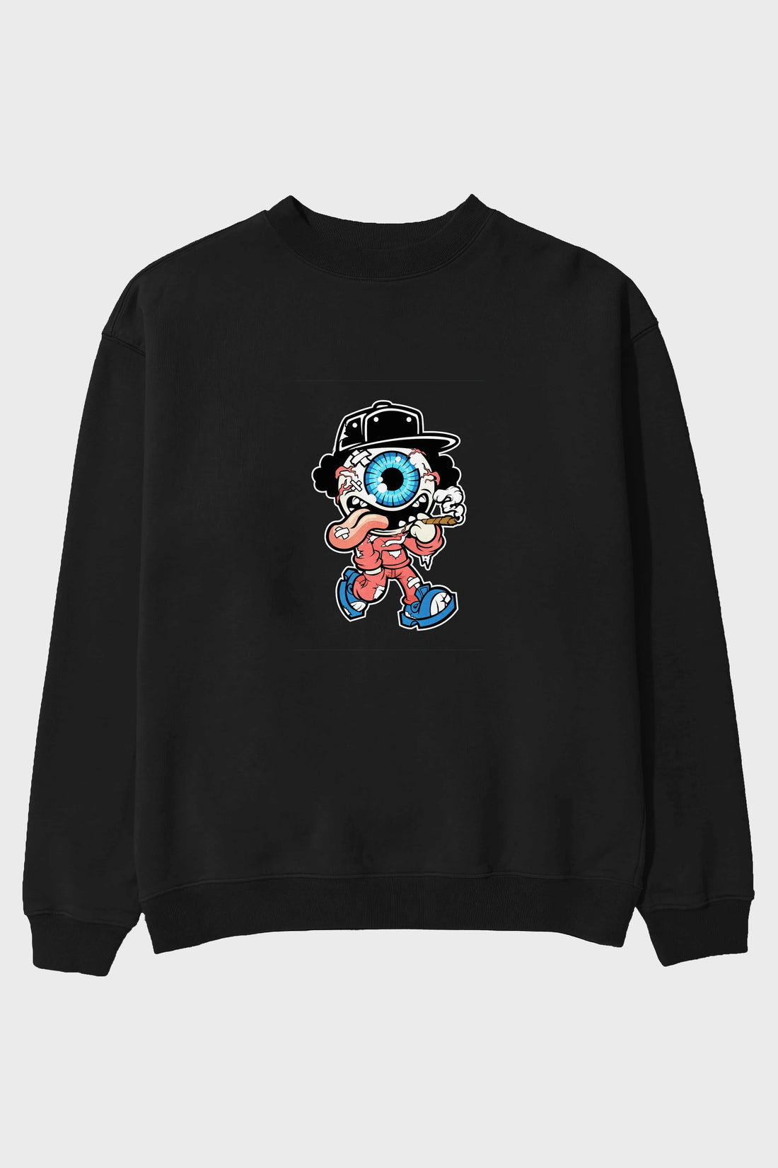 Eyeball Monster Ön Baskılı Oversize Sweatshirt Erkek Kadın Unisex