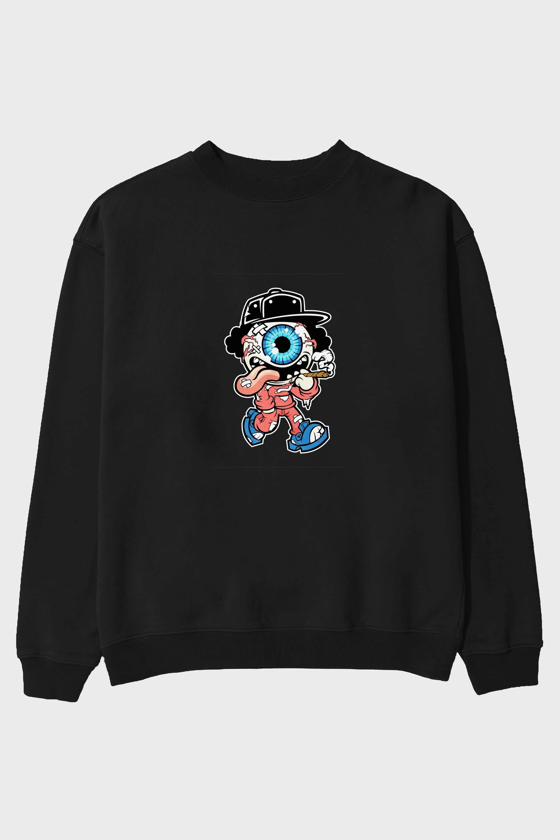 Eyeball Monster Ön Baskılı Oversize Sweatshirt Erkek Kadın Unisex