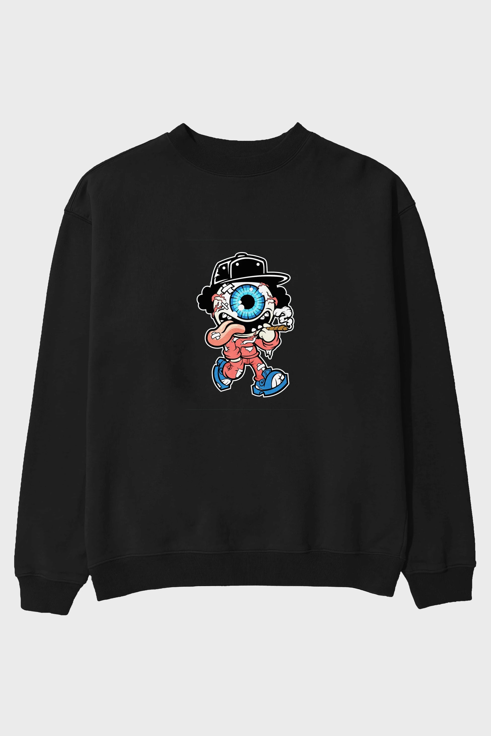 Eyeball Monster Ön Baskılı Oversize Sweatshirt Erkek Kadın Unisex