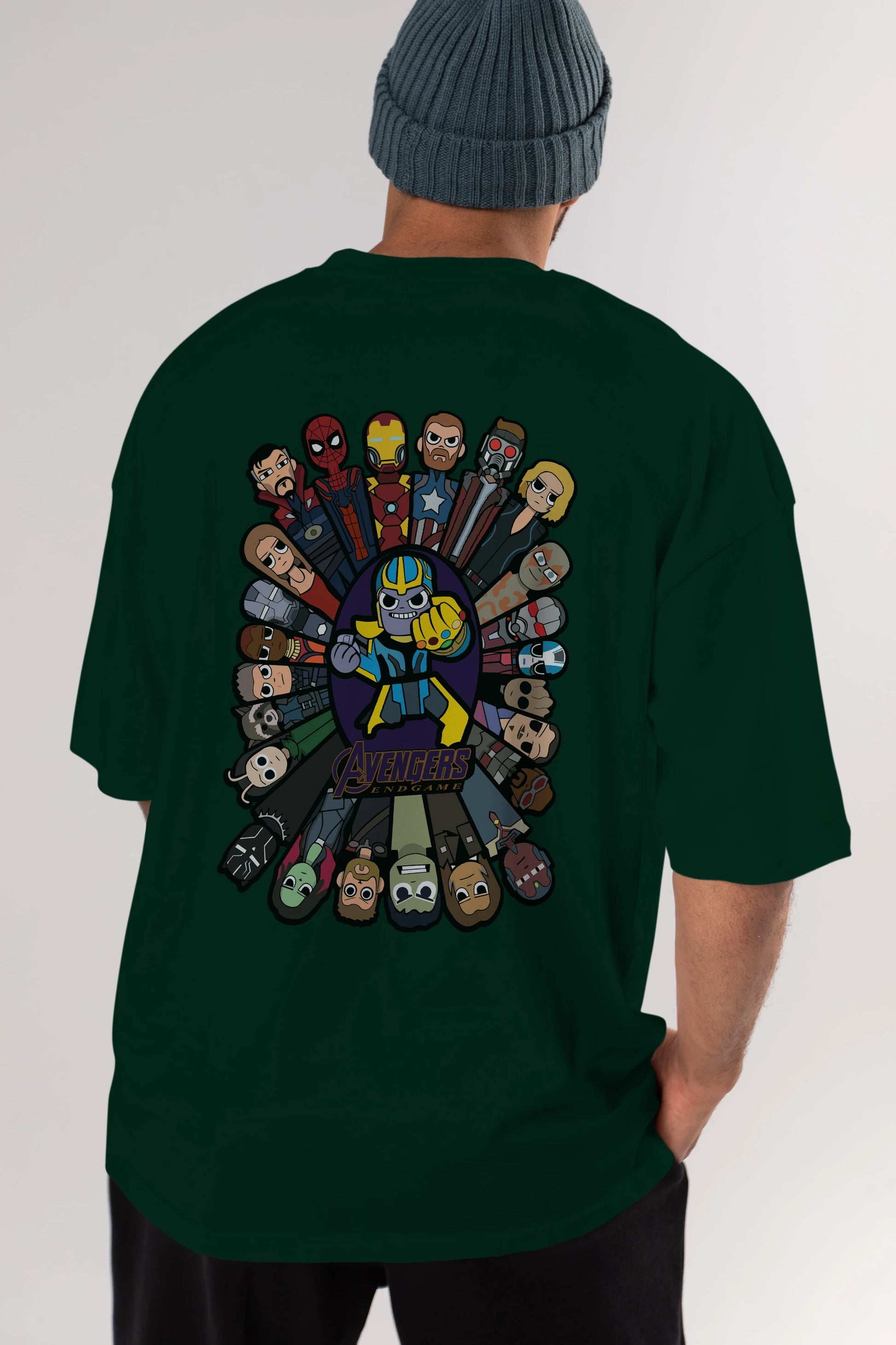 The Avengers (2) Arka Baskılı Oversize t-shirt Erkek Kadın Unisex %100 Pamuk Bisiklet Yaka tişort